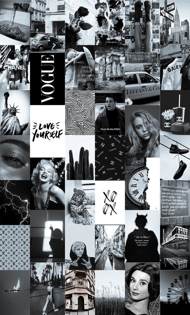 Collage, Vogue, Schwarzweiß, Mode, Retro, HD, Hintergrundbild fürs Handy
