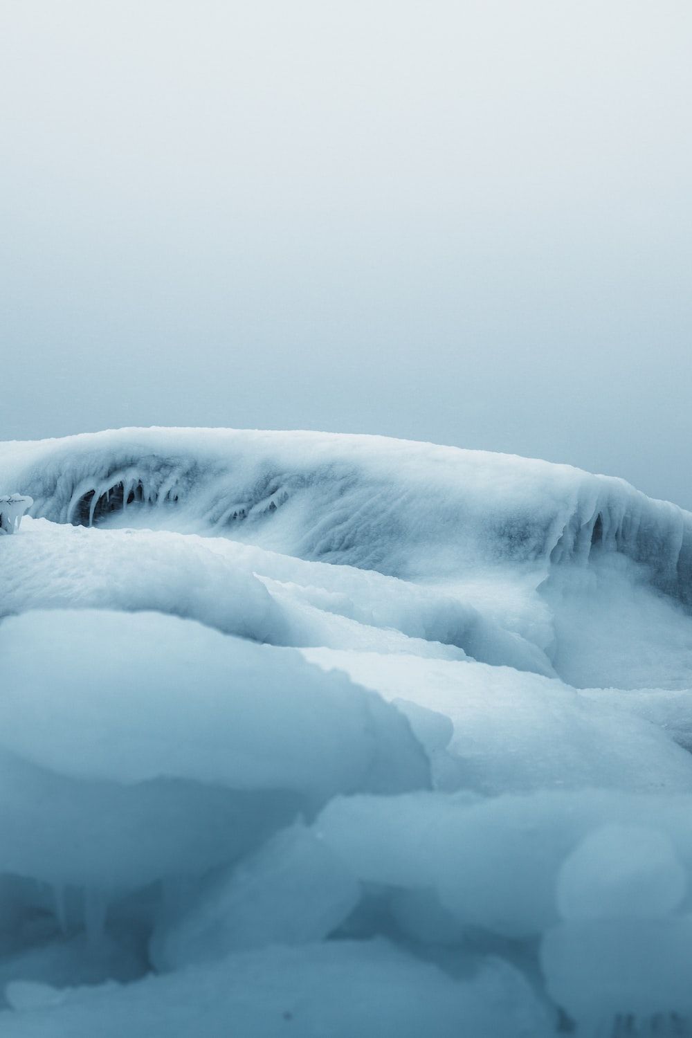 Eislandschaft, Nebel, Gefrorene Wellen, Blau-Grau, Ruhe, HD, Handy-Hintergrund