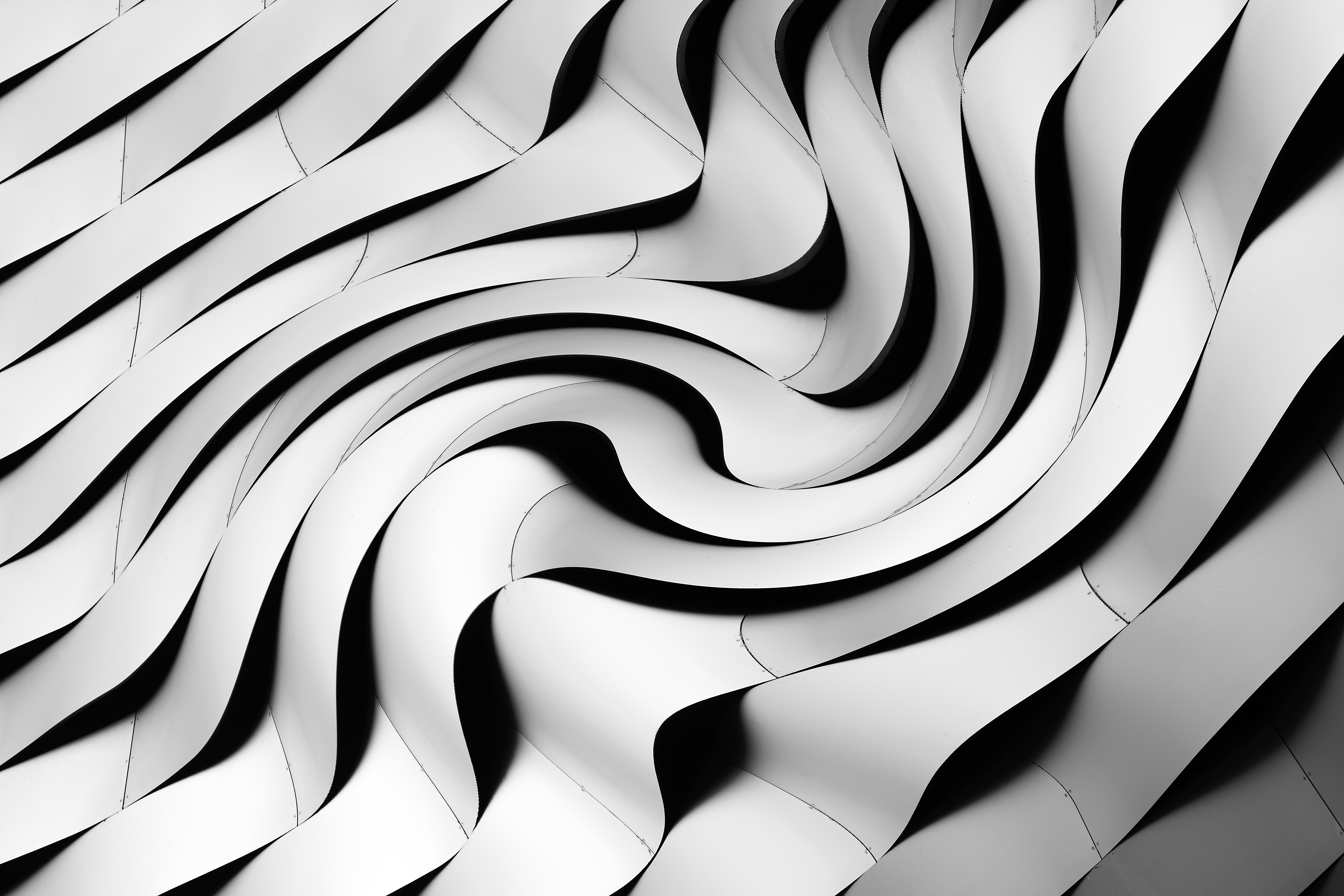 Wellenmuster, 3D, Schwarzweiß, Optische Täuschung, Abstrakt, 8K, Windows-Hintergrundbild