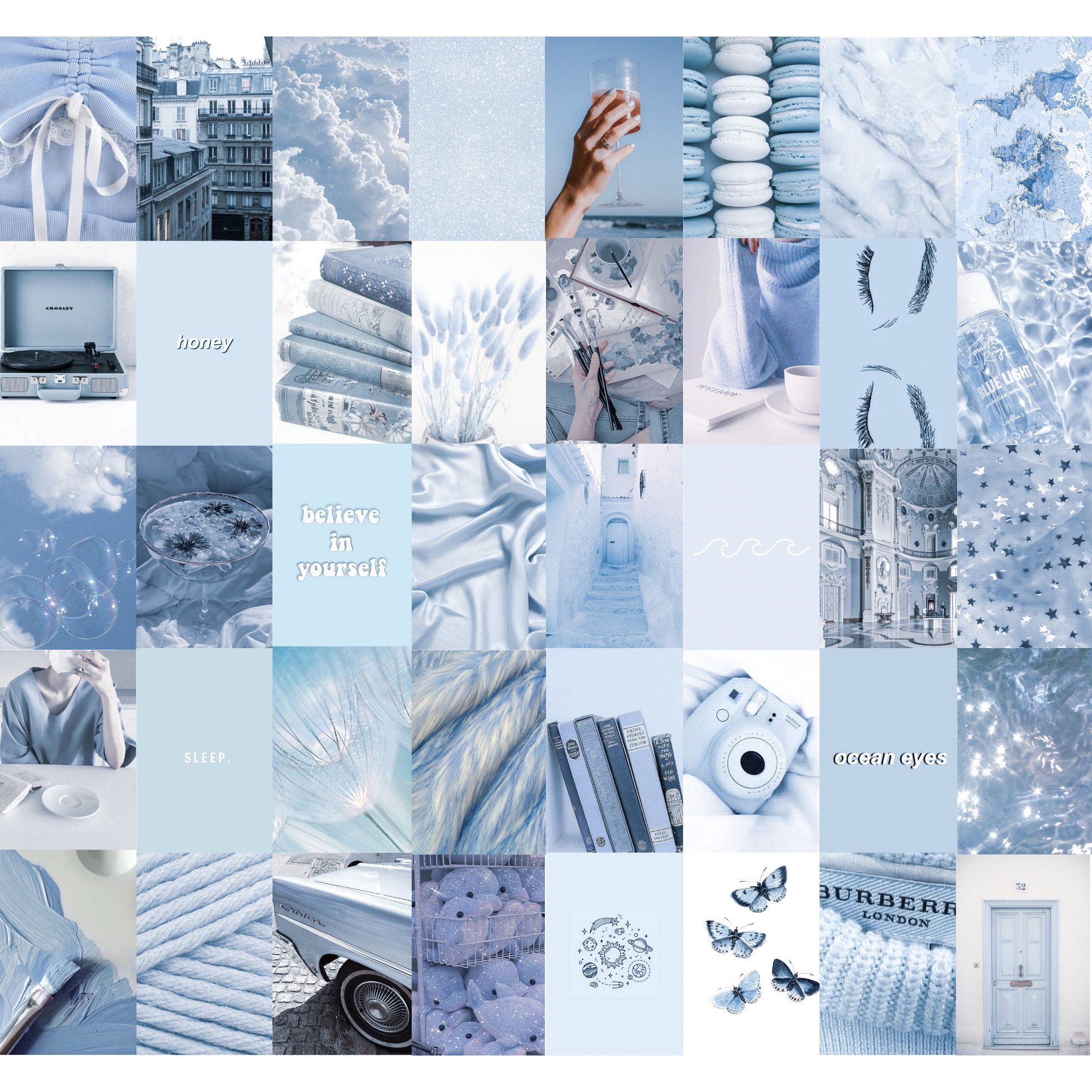 Collage, Ästhetik, Graublau, Zart, Fotos, Full HD, iPad-Hintergrundbild