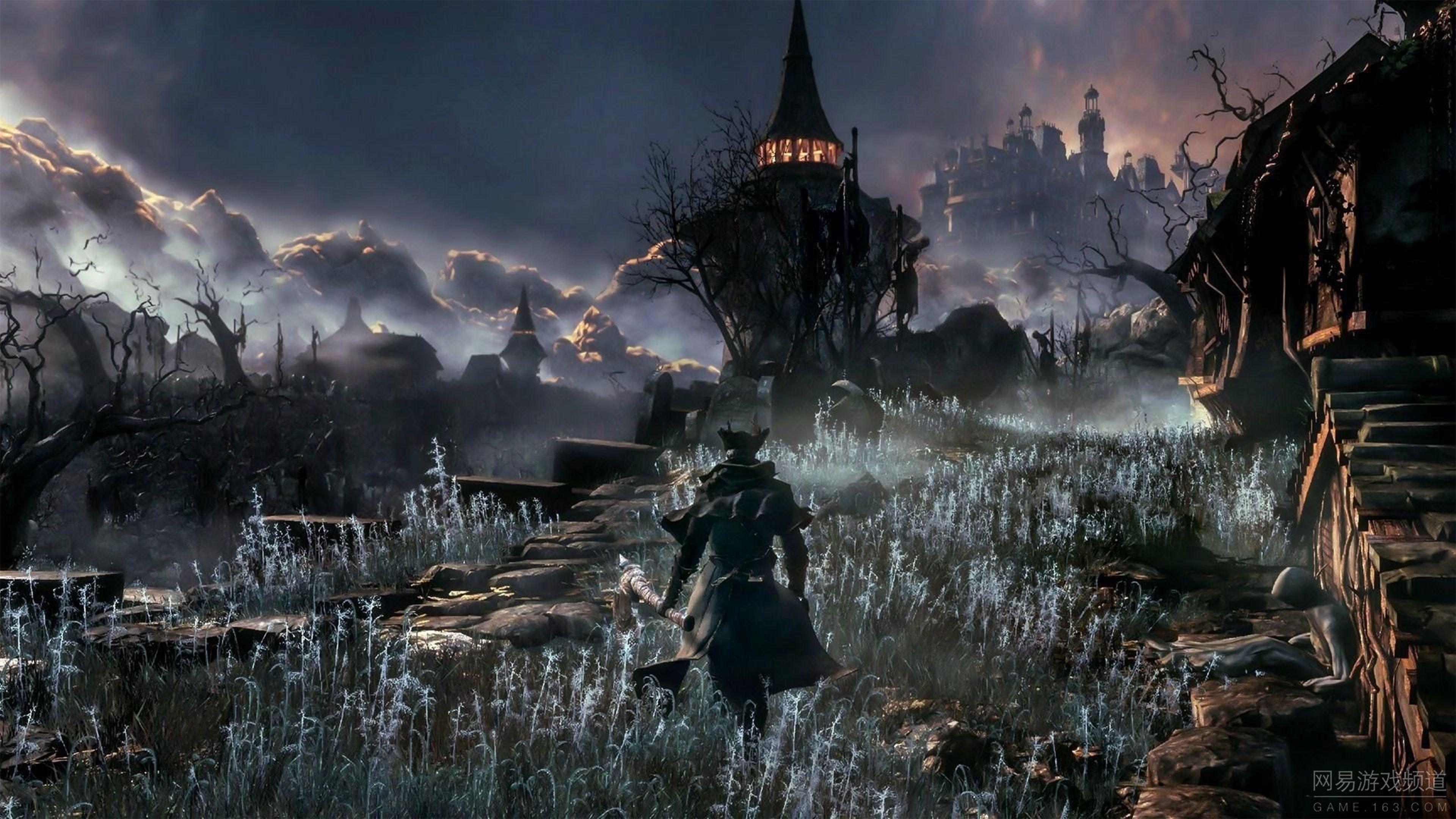 Dark Souls III, Ritter, Sumpflandschaft, Gewitterwolken, Düster, 4K, Windows-Hintergrundbild