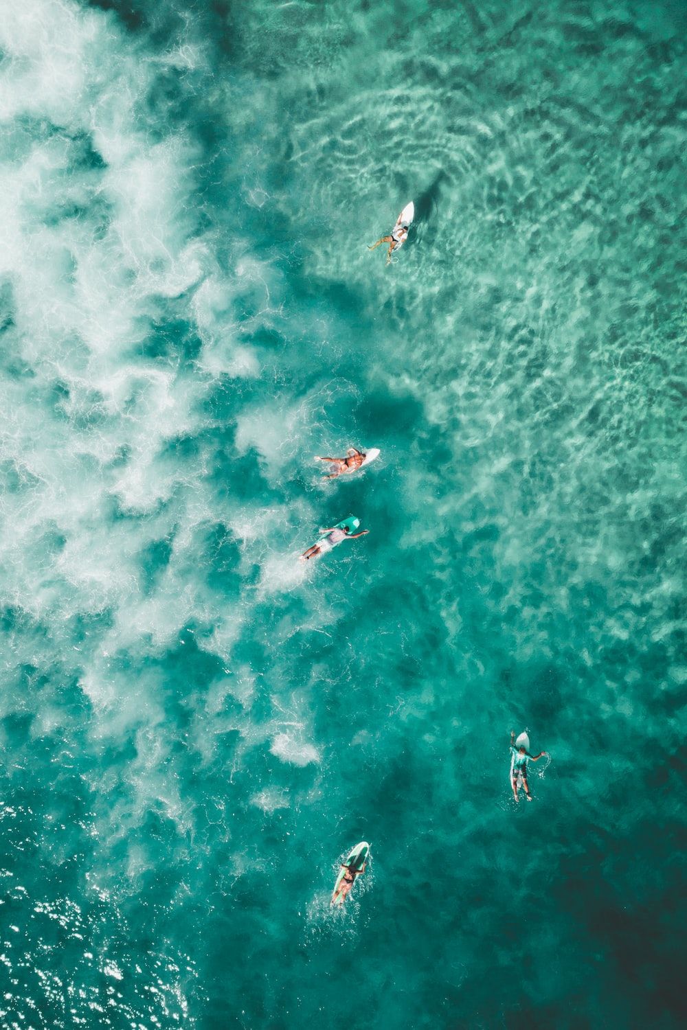 Surfer, Luftaufnahme, Türkis, Wellen, Hintergrundbild für iPhone und Android