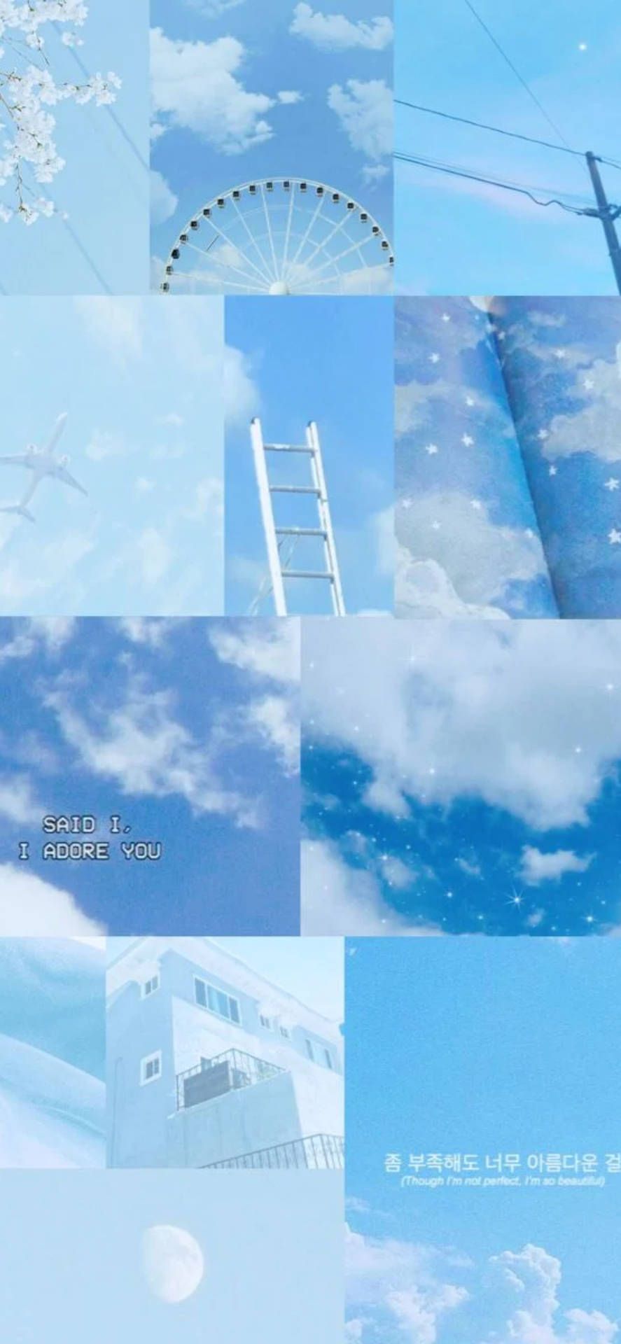 Collage, Himmel, Wolken, Gebäude, Ästhetik, Hintergrundbild für iPhone und Android