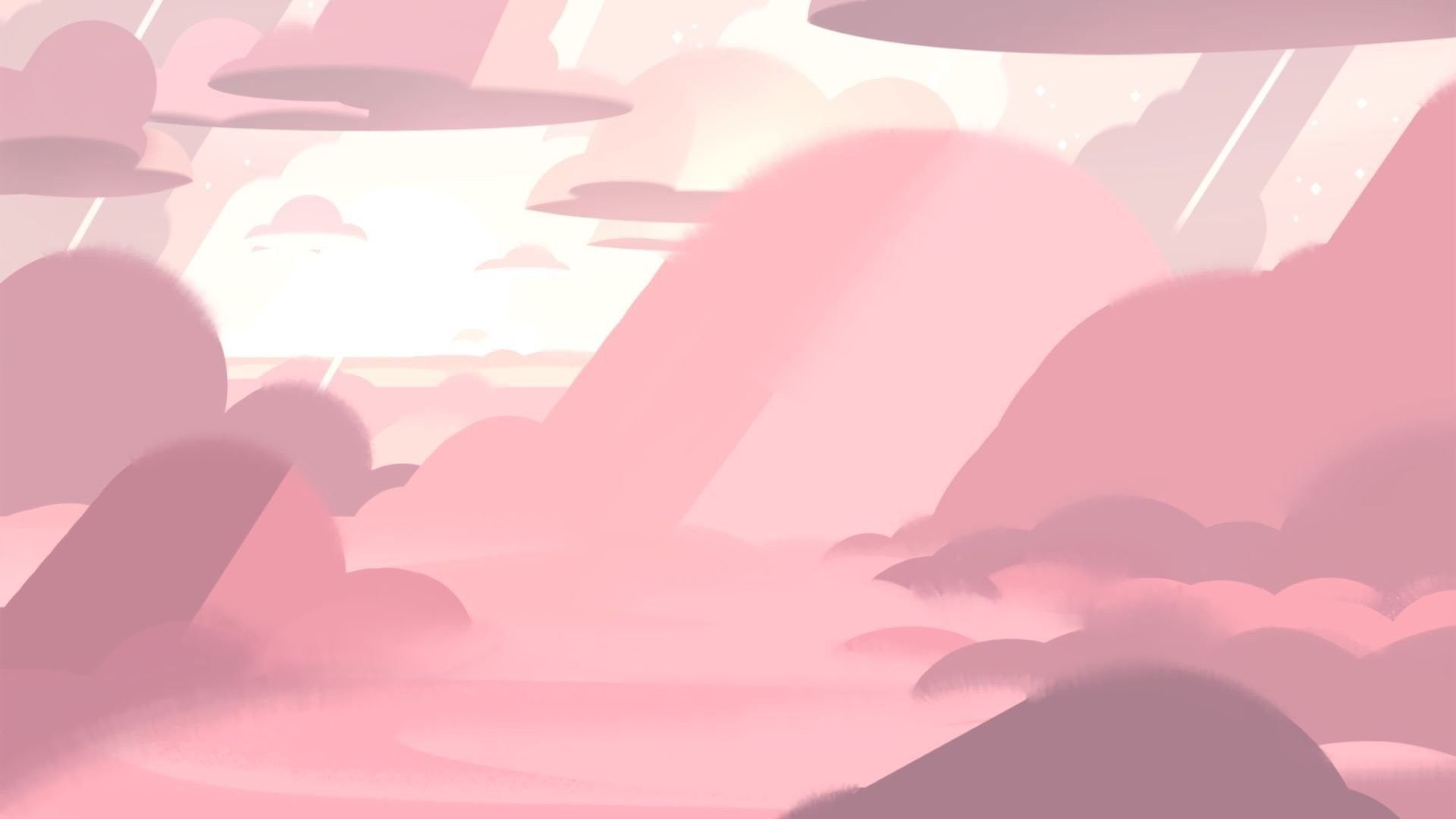 Rosa Wolken, Himmel, Cartoon-Stil, Pastellfarben, 1920x1080, Full-HD-Hintergrundbild für PC