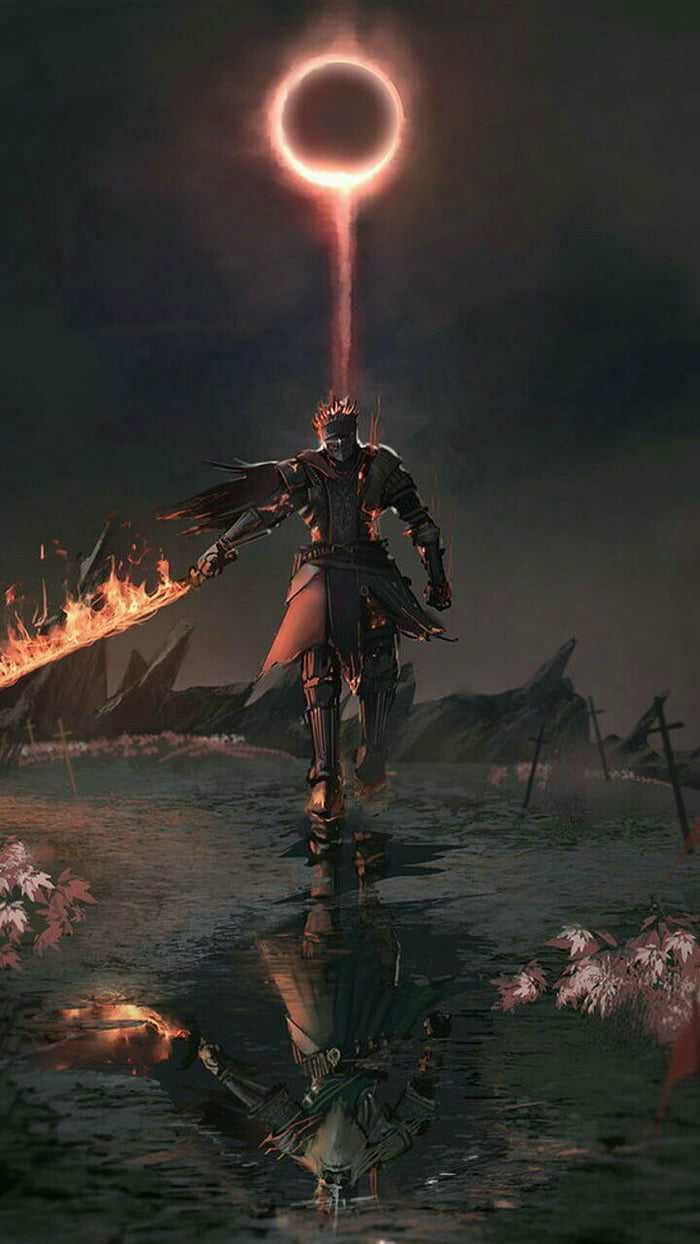 Dark Souls, Dunkles Zeichen, Ritter, Spiegelung, Glut, Hintergrundbild für iPhone und Android