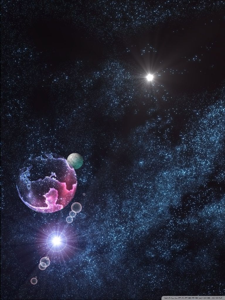 Planeten, Heller Stern, Sternenhimmel, Weltall, Dunkel, Hintergrundbild für iPad und Tablet