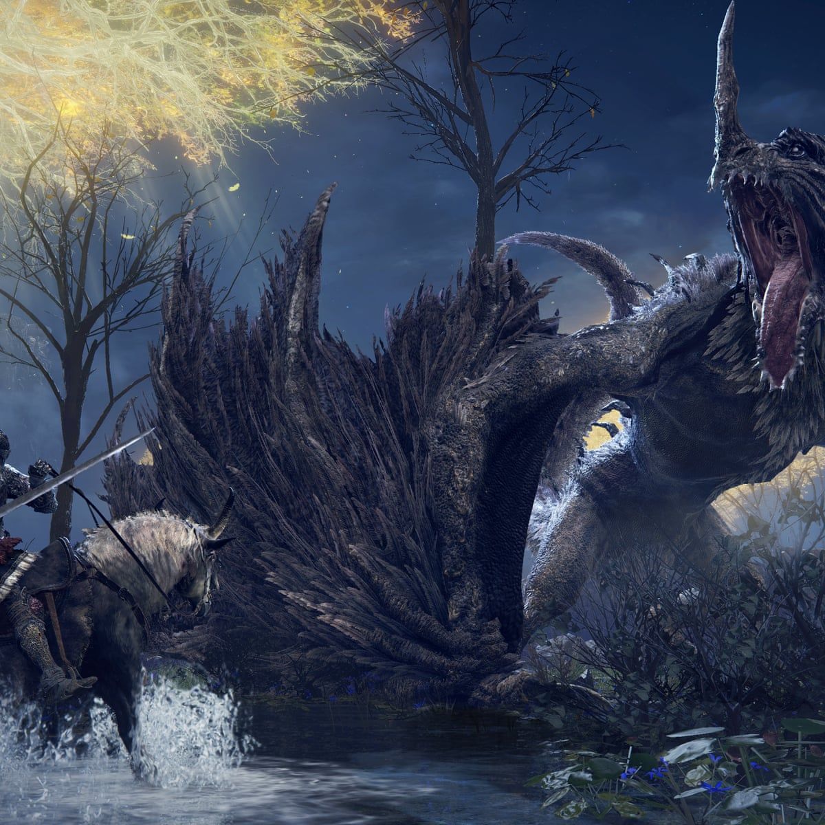Dark Souls III, Drache, Sumpf, Kampf, Düster, Hintergrundbild für iPad und Tablet