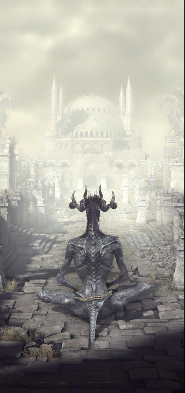 Dark Souls, Thron, Ruinen, Nebel, Hell, Hochformat, Hintergrundbild fürs Smartphone