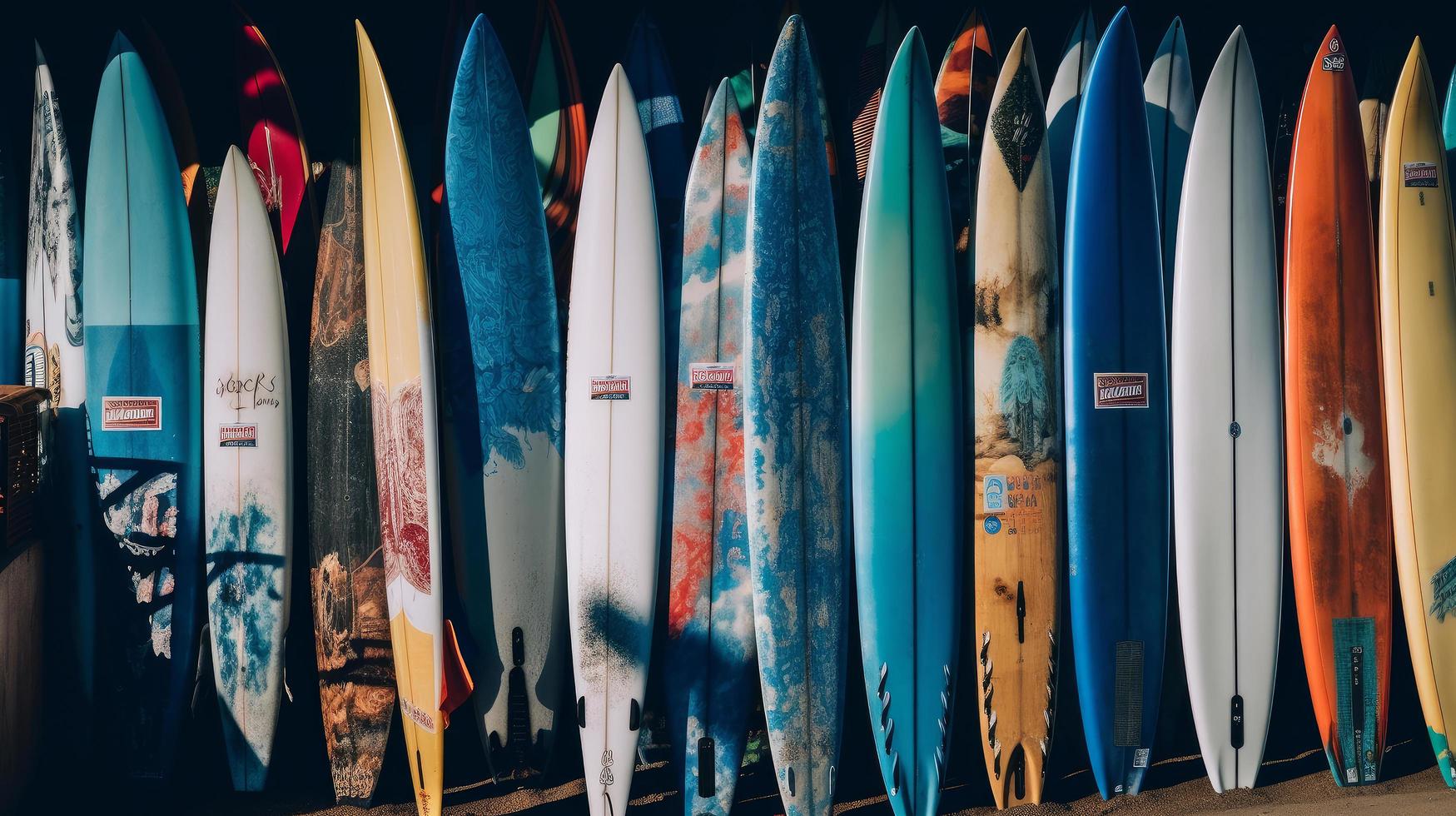 Surfbretter, Surfshop, Bunt, Reihe, 16:9, HD-Hintergrundbild für den Desktop