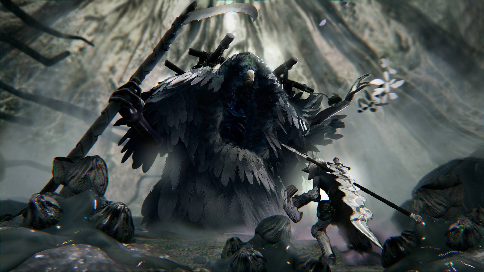 Dark Souls III, Riesenboss, Ritter, Kampf, Schlachtfeld, Full HD, Breitbild-Hintergrundbild
