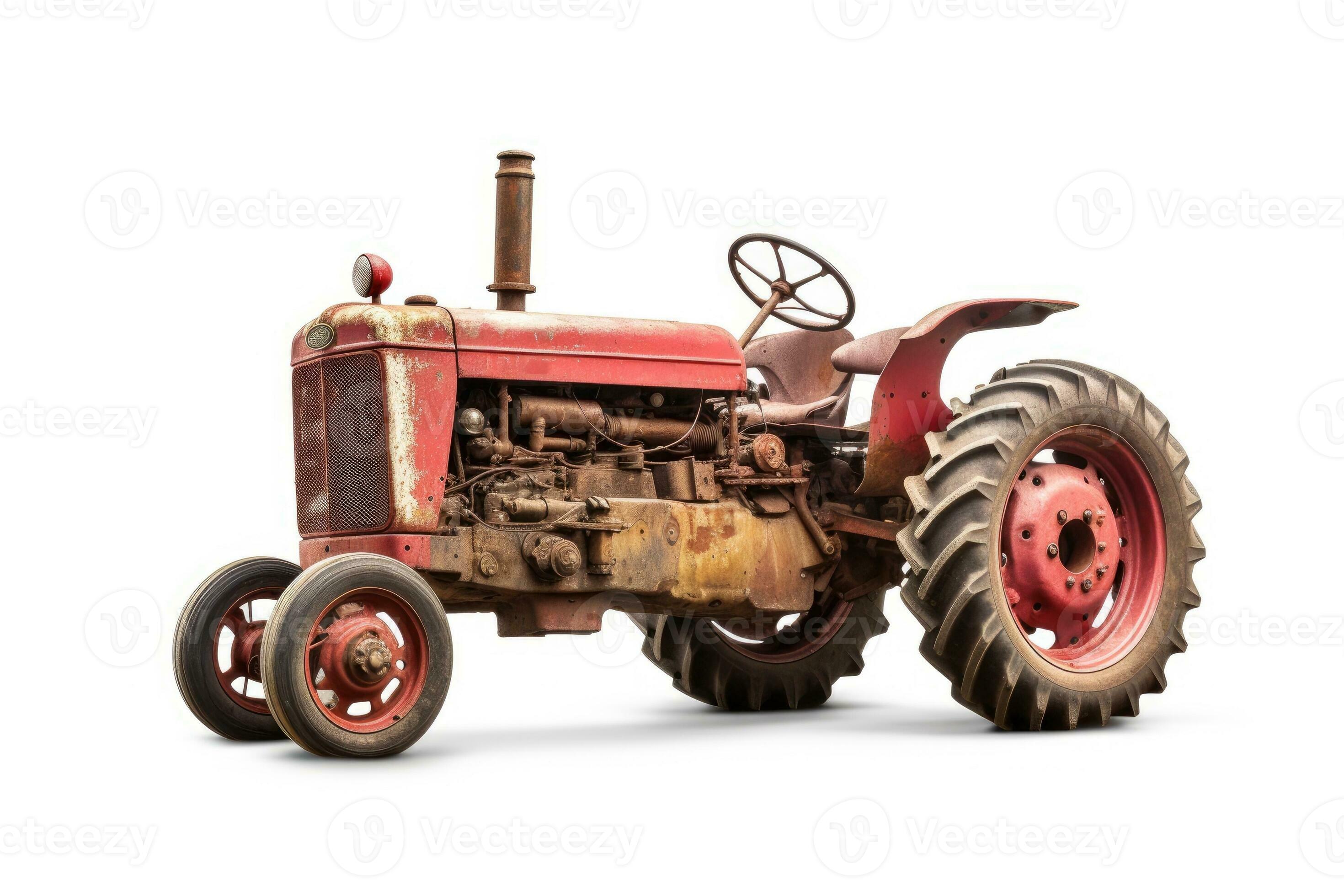 Oldtimer-Traktor, Rost, Roter Traktor, Weißer Hintergrund, 2K Wallpaper