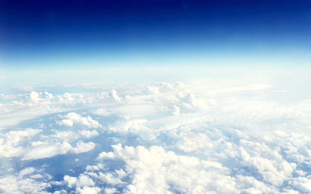 Wolkenmeer, Blick von oben, Blauer Himmel, Stratosphäre, Horizont, HD, Breitbild-Hintergrundbild