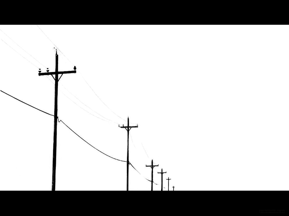 Strommasten, Silhouette, Stromleitungen, Weißer Himmel, Minimalistisch, Hintergrundbild fürs Tablet