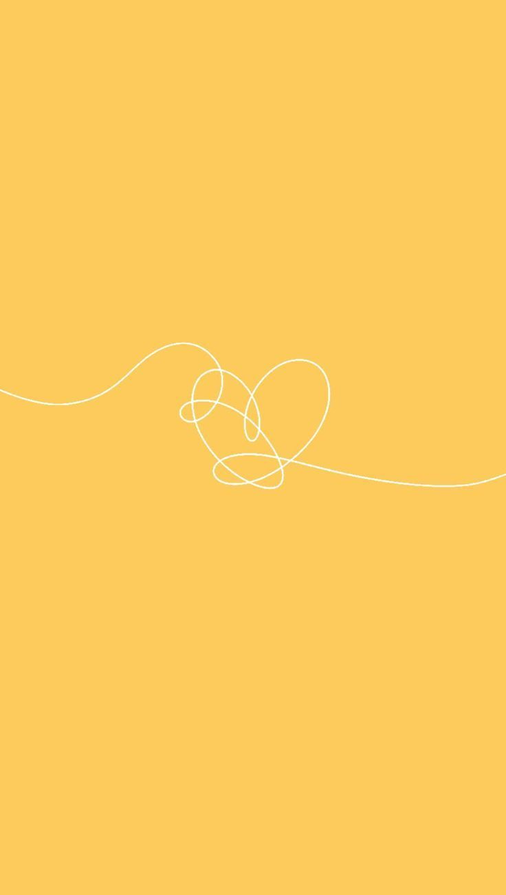 Senfgelb, Strichzeichnung, Herz-Linie, Minimalistisch, Warmes Gelb, HD, Handy-Hintergrund