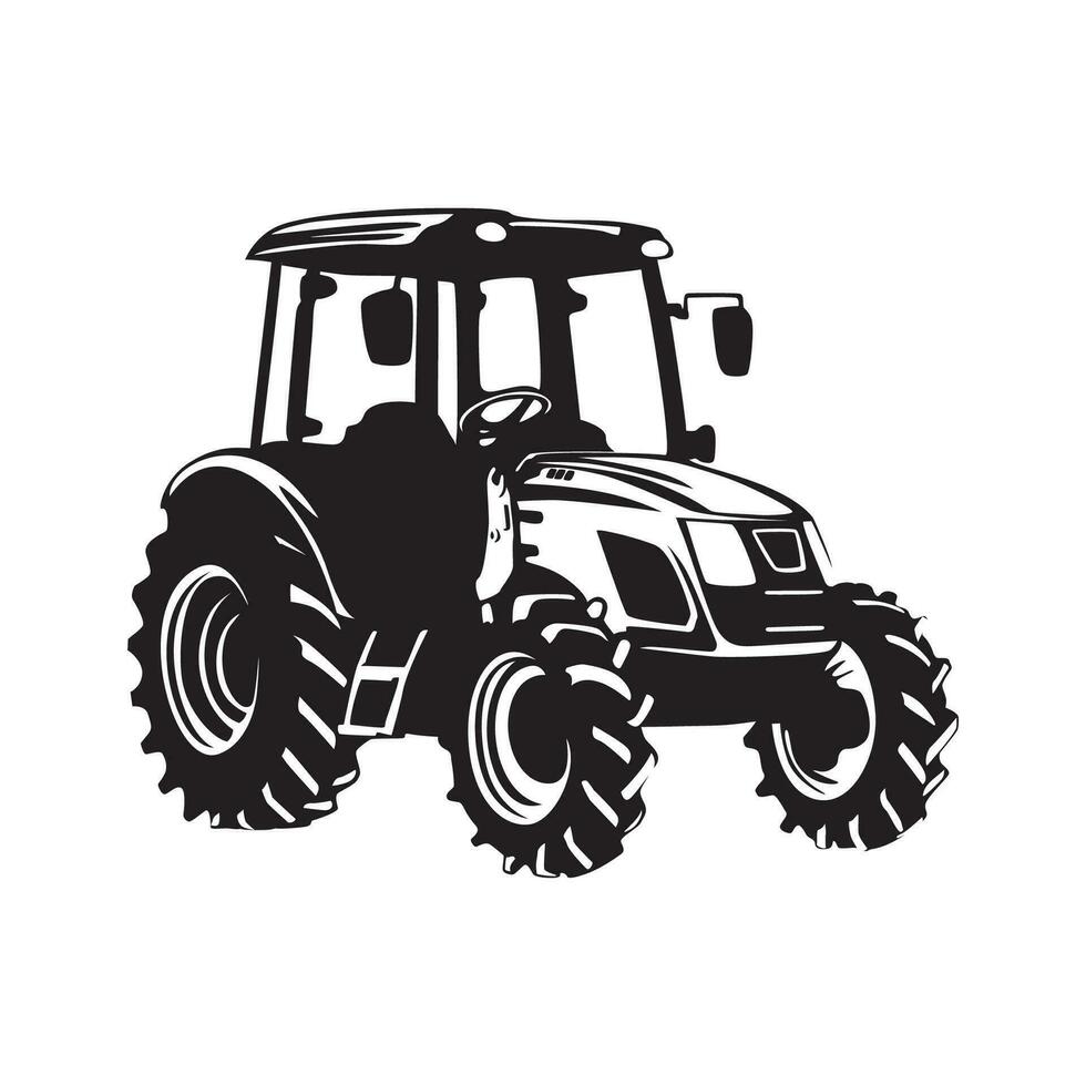 Traktor, Silhouette, Schwarz-Weiß, Vektorgrafik, Weißer Hintergrund, Wallpaper