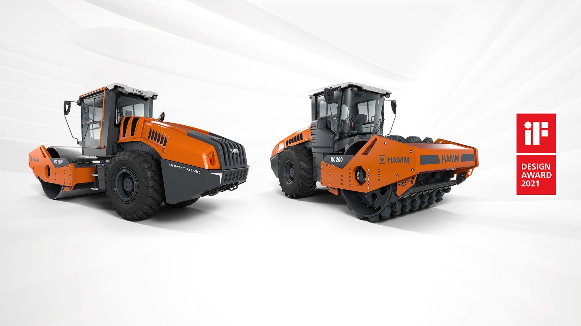 Walzenzug, Baumaschinen, iF Design Award, Orange, Weißer Hintergrund, Full HD Wallpaper