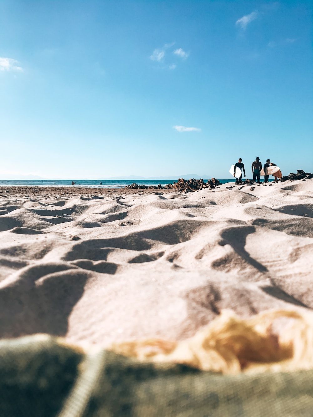 Sandstrand, Menschen, Blauer Himmel, Sommer, HD, iPad-Hintergrundbild