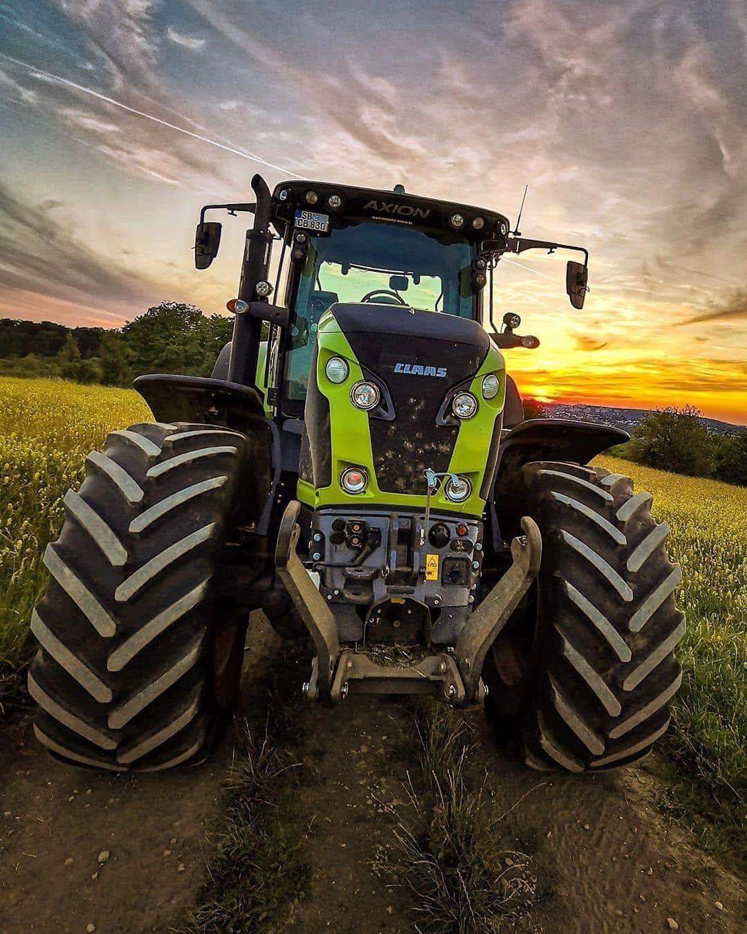 Claas, Traktor, Sonnenuntergang, Frontansicht, Feld, Full HD, Hintergrundbild fürs Tablet