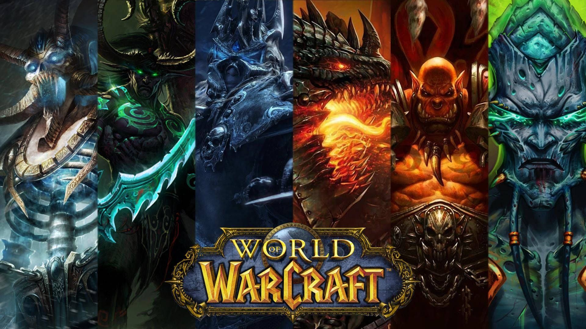 World of Warcraft, Collage, Illidan Sturmgrimm, Lichkönig, Logo, Full HD, Breitbild-Hintergrundbild