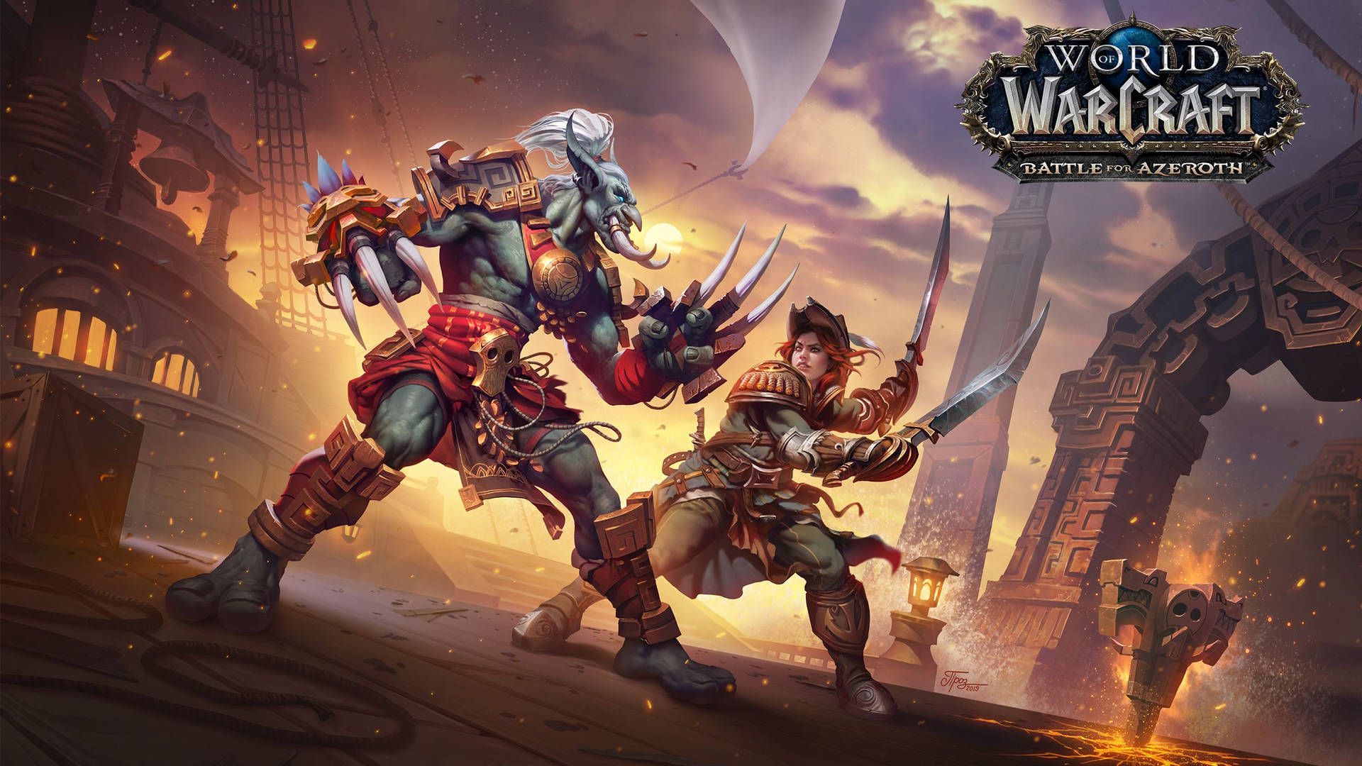 Battle for Azeroth, World of Warcraft, Troll, Pirat, Kampf, Full HD, Laptop-Hintergrundbild