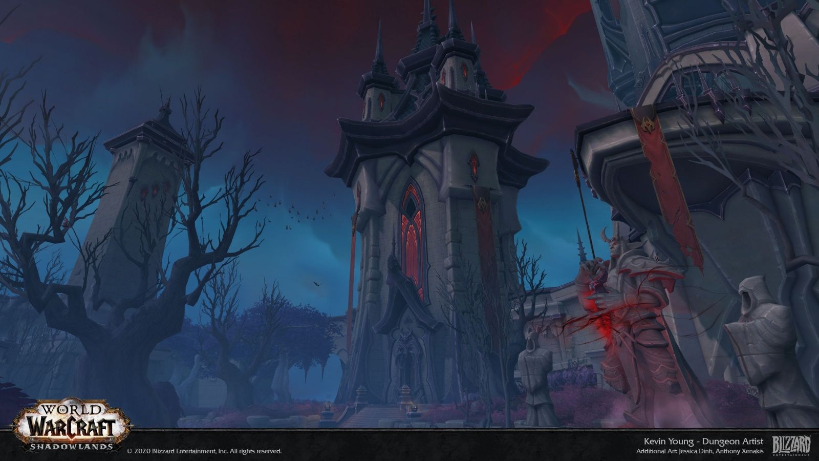 Shadowlands, World of Warcraft, Gotische Stadt, Nacht, Düster, HD, Laptop-Hintergrundbild