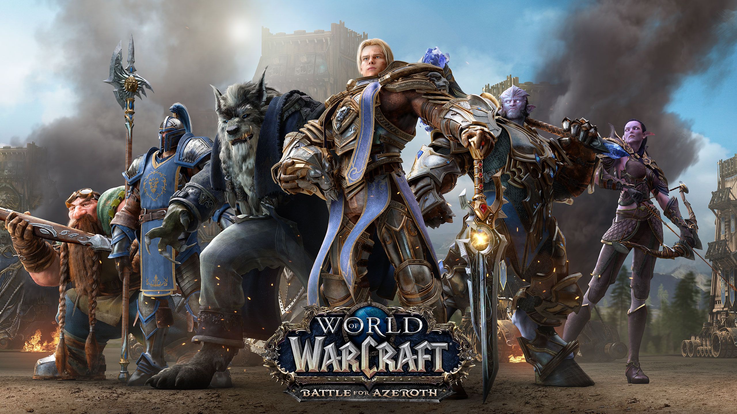 Battle for Azeroth, World of Warcraft, Allianz, Helden, Logo, 2K-Hintergrundbild für PC