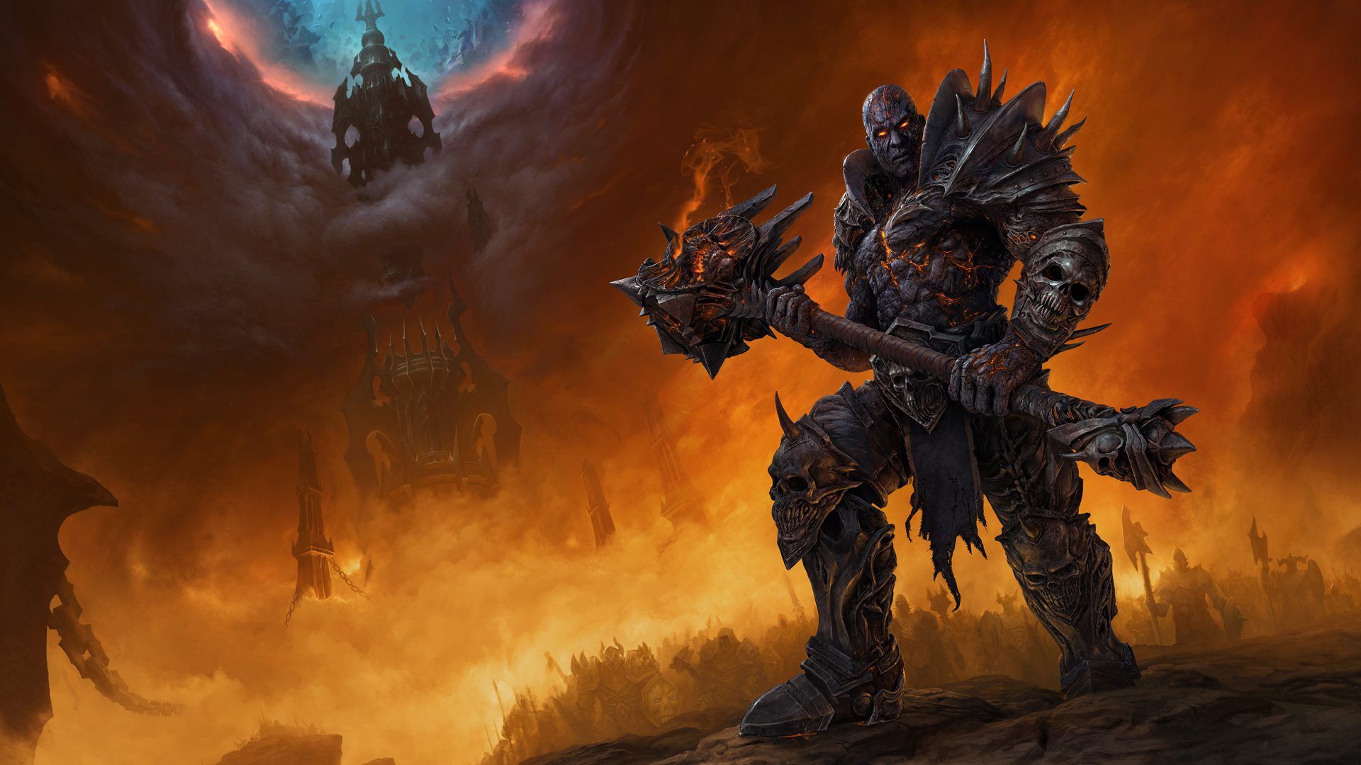 Ork, Krieger, Rüstung, Feuer, World of Warcraft, 16:9, Full-HD-Hintergrundbild für den Desktop
