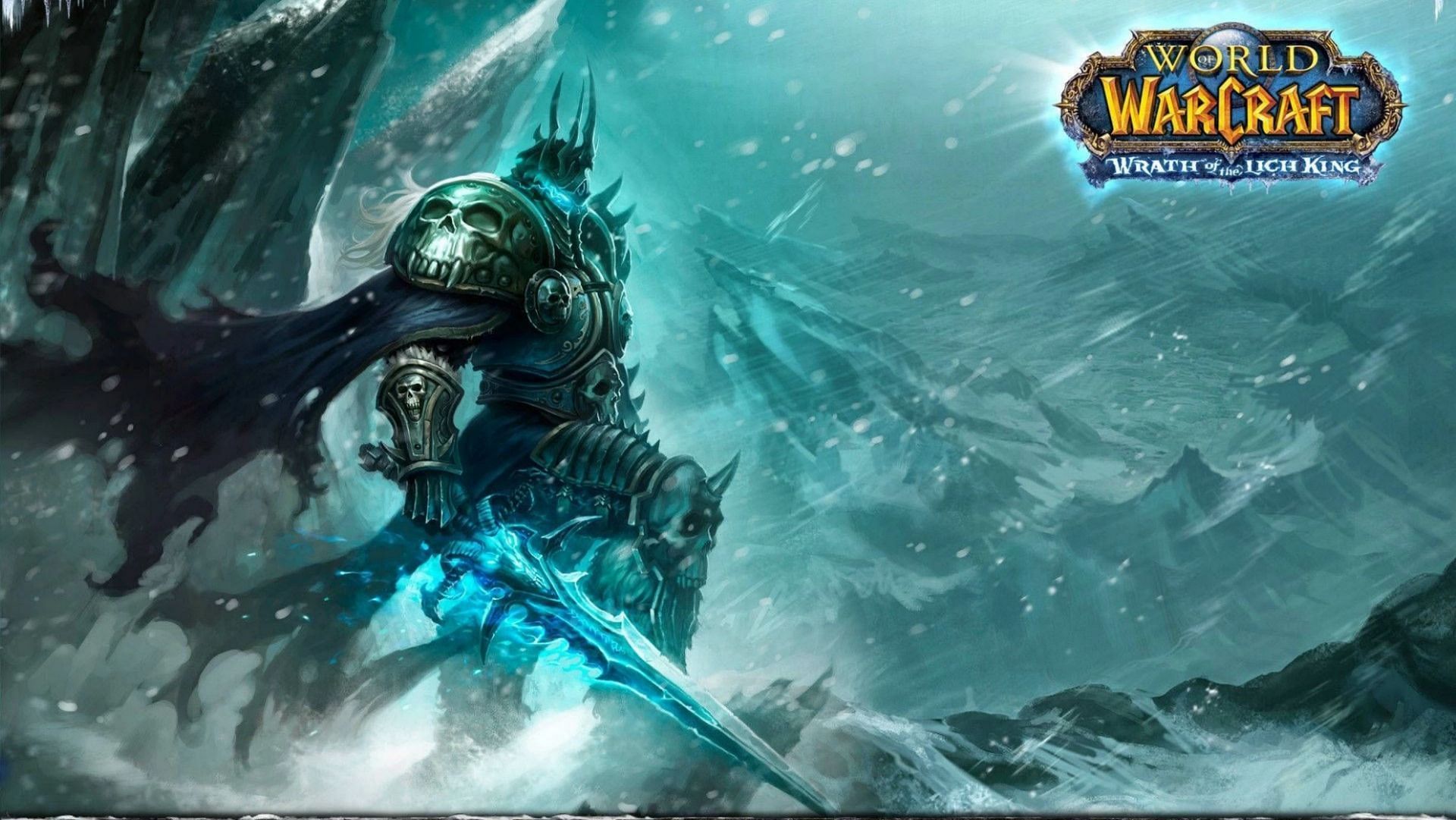 Wrath of the Lich King, Lichkönig, Frostgram, Schneesturm, Logo, Full HD, Breitbild-Hintergrundbild