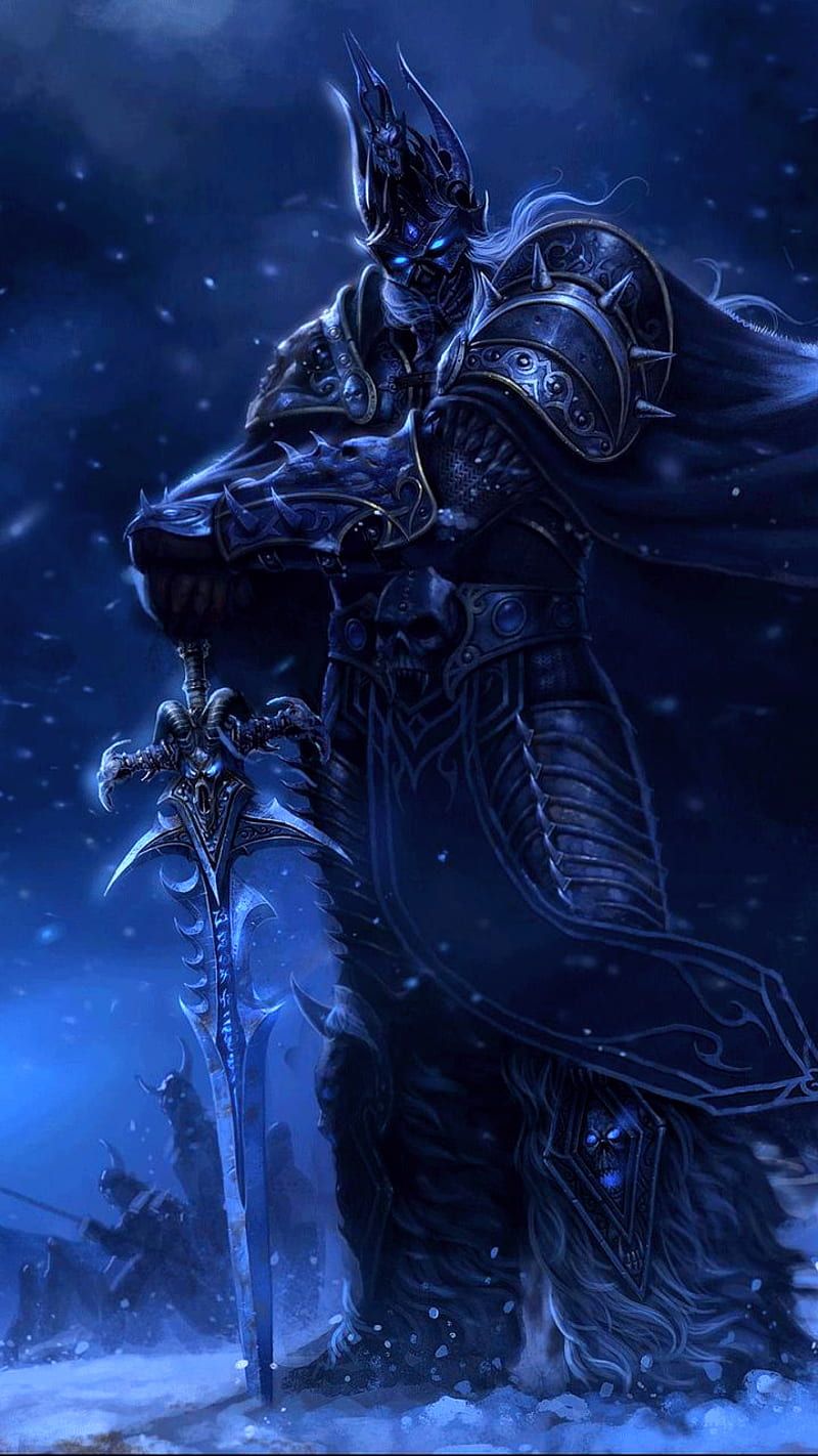 Lichkönig, World of Warcraft, Thron, Blau, Dunkel, HD, Hintergrundbild fürs Handy