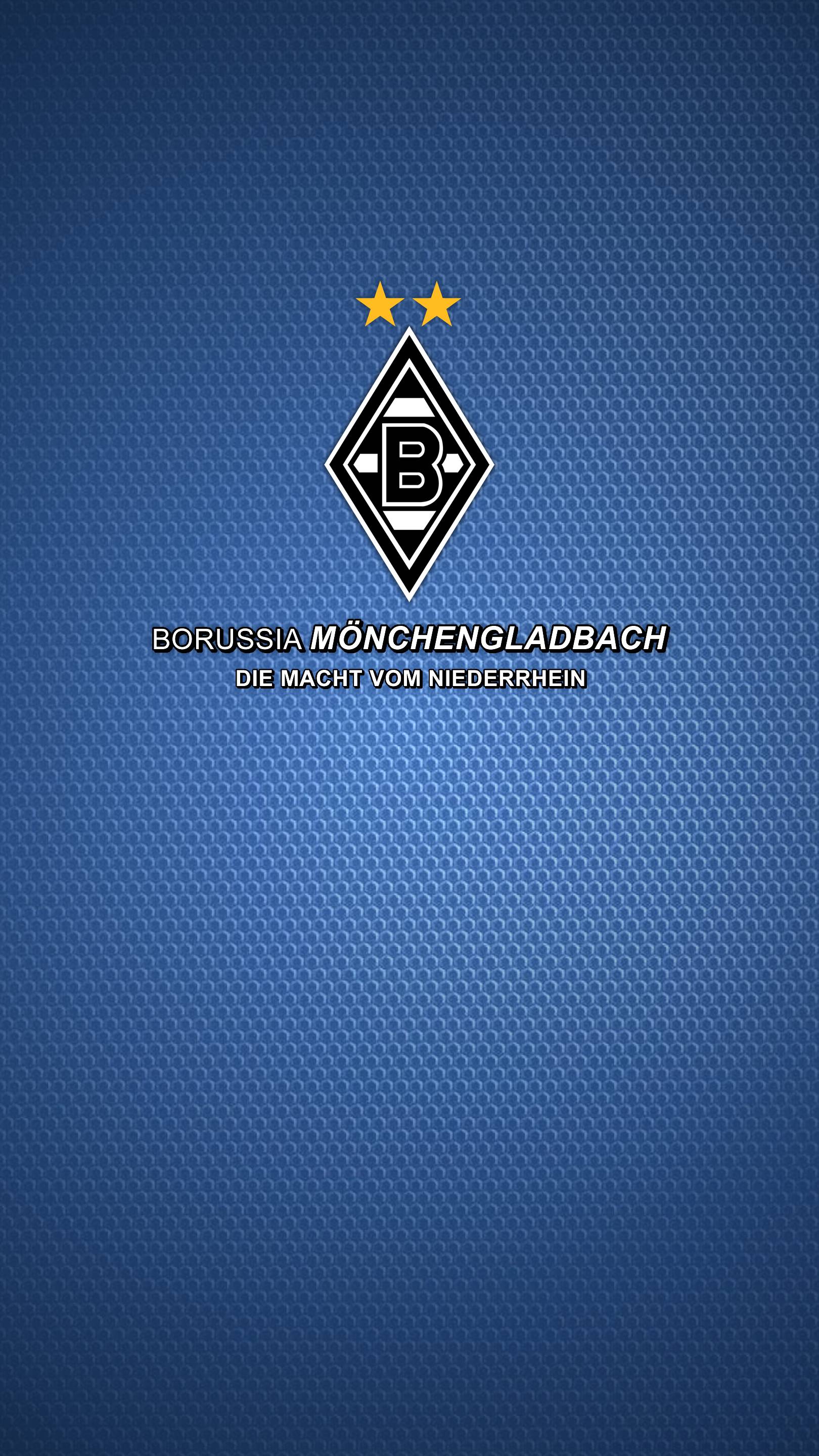Borussia Mönchengladbach, Logo, Zwei Sterne, Blauer Hintergrund, Sperrbildschirm fürs iPhone