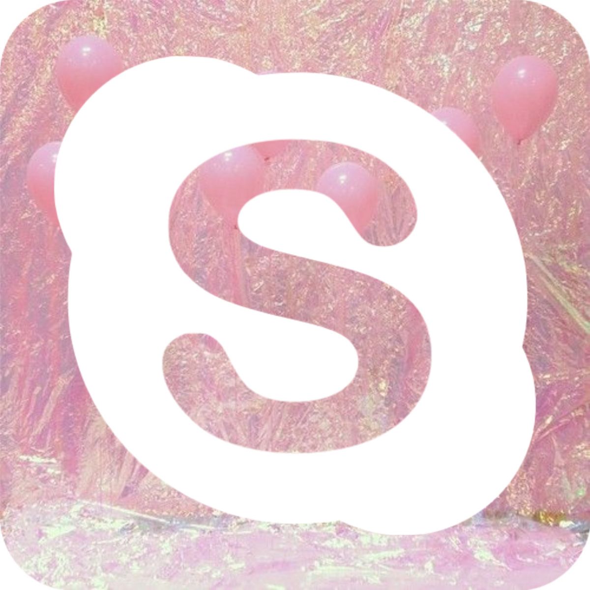Skype, App-Symbol, Rosa, Glitzer, Ästhetik, Hintergrundbild für iPad und Tablet