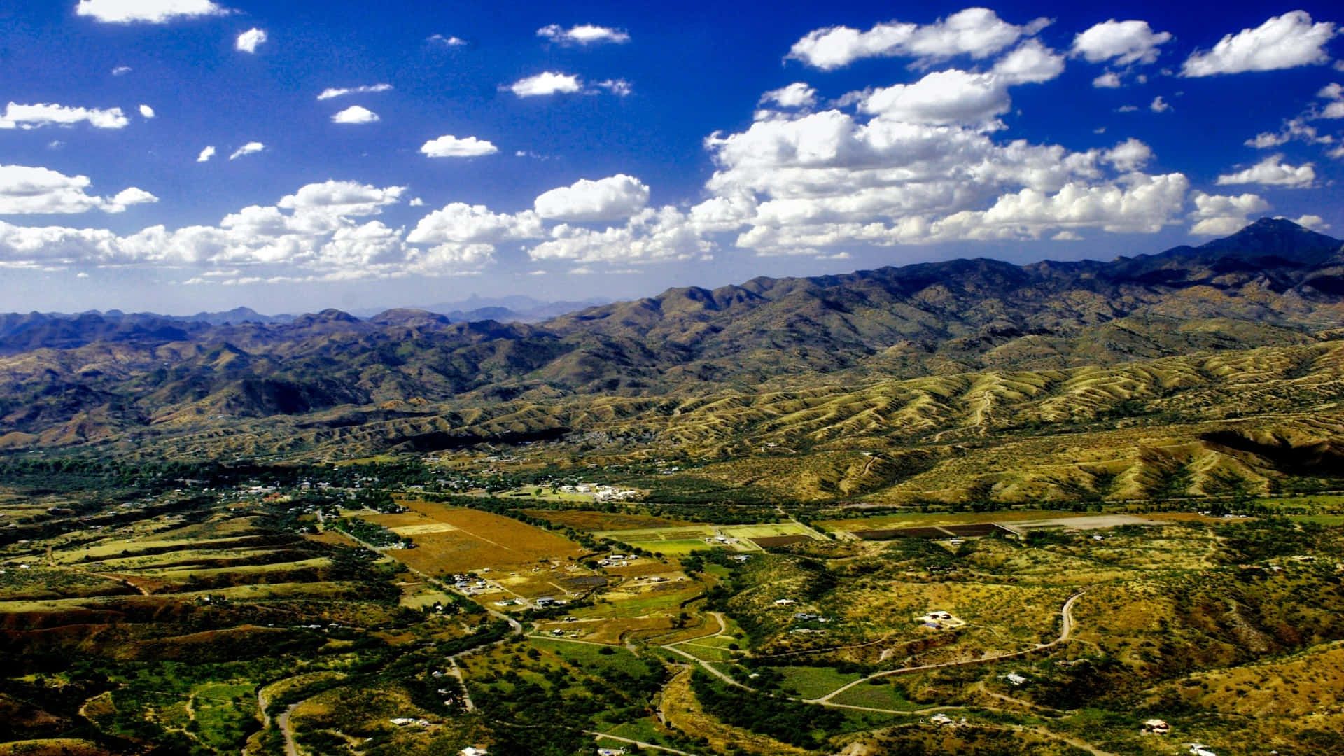 Landschaft, Hügel, Täler, Wolken, Blauer Himmel, Berge, Full HD, Desktop-Hintergrund für Windows