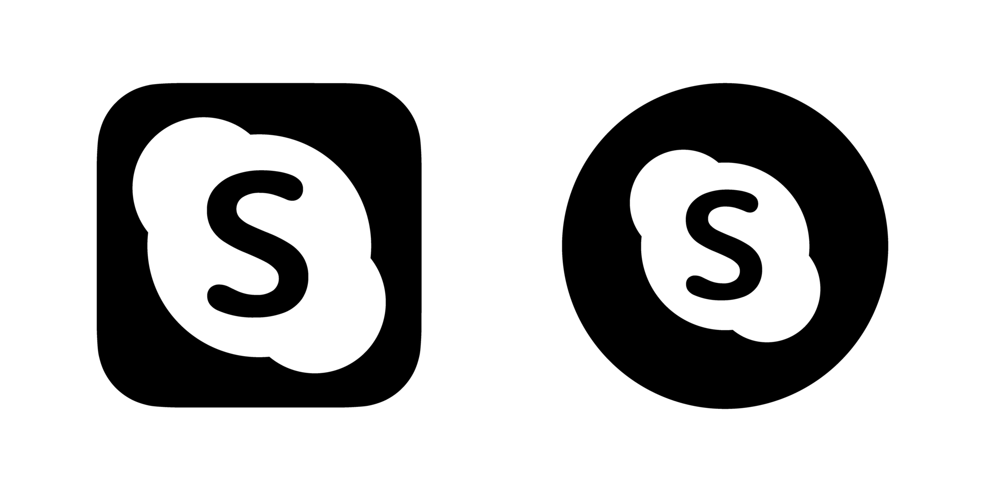 Skype, Logo, Schwarzer Hintergrund, Schwarz-Weiß, App-Symbol, Full HD Wallpaper