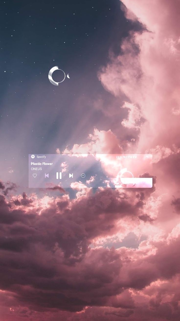 Musikplayer, Rosa Wolken, Mond, Abendhimmel, Verträumt, HD, Handy-Hintergrund im Hochformat