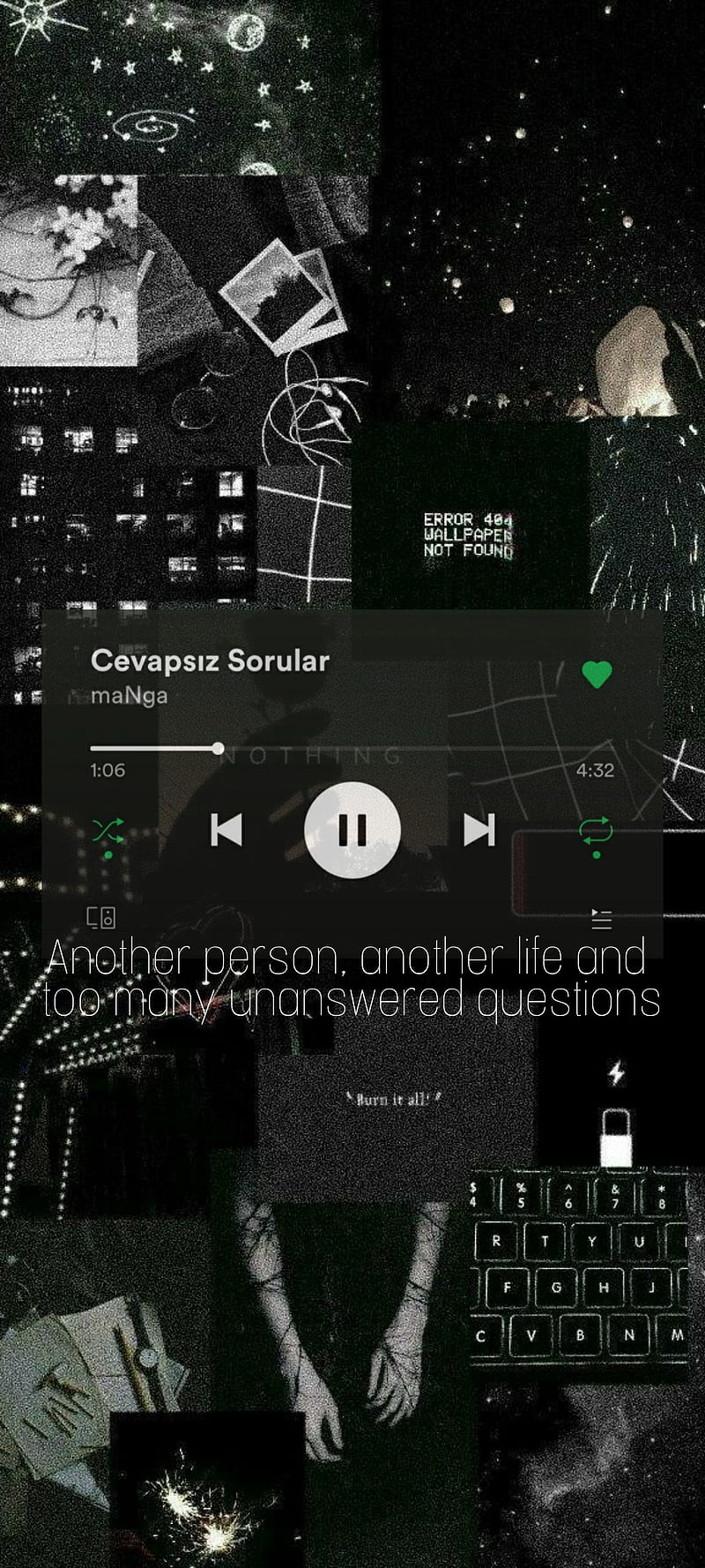Musikplayer, Collage, Schwarz-Weiß, Songtext, Dunkel, HD, Handy-Hintergrund im Hochformat