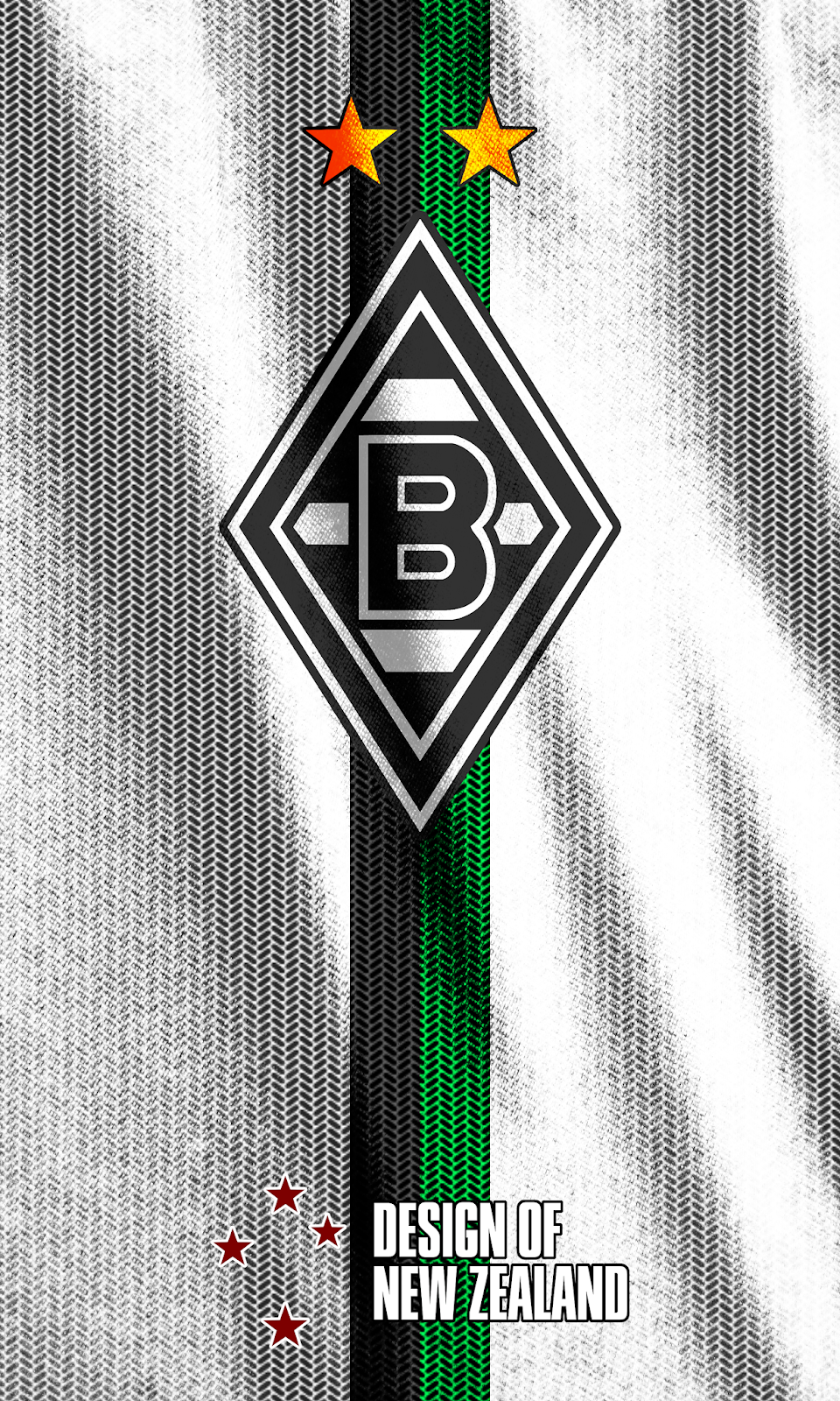 Borussia Mönchengladbach, Fahne, Sterne, Weißer Stoff, HD, Hintergrundbild fürs Handy