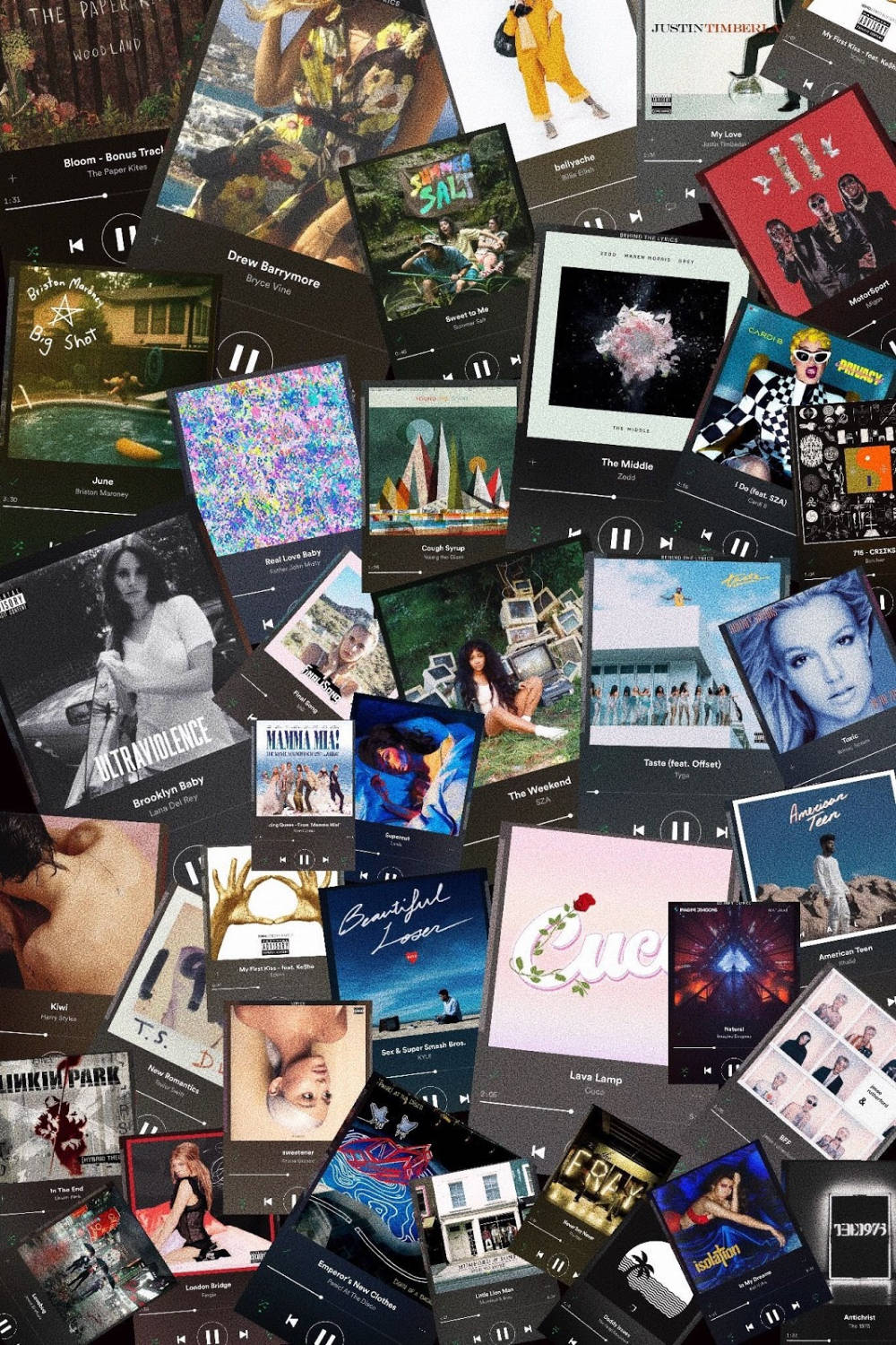 Albumcover, Collage, Bunt, Musik, Hochformat, Hintergrundbild fürs Smartphone