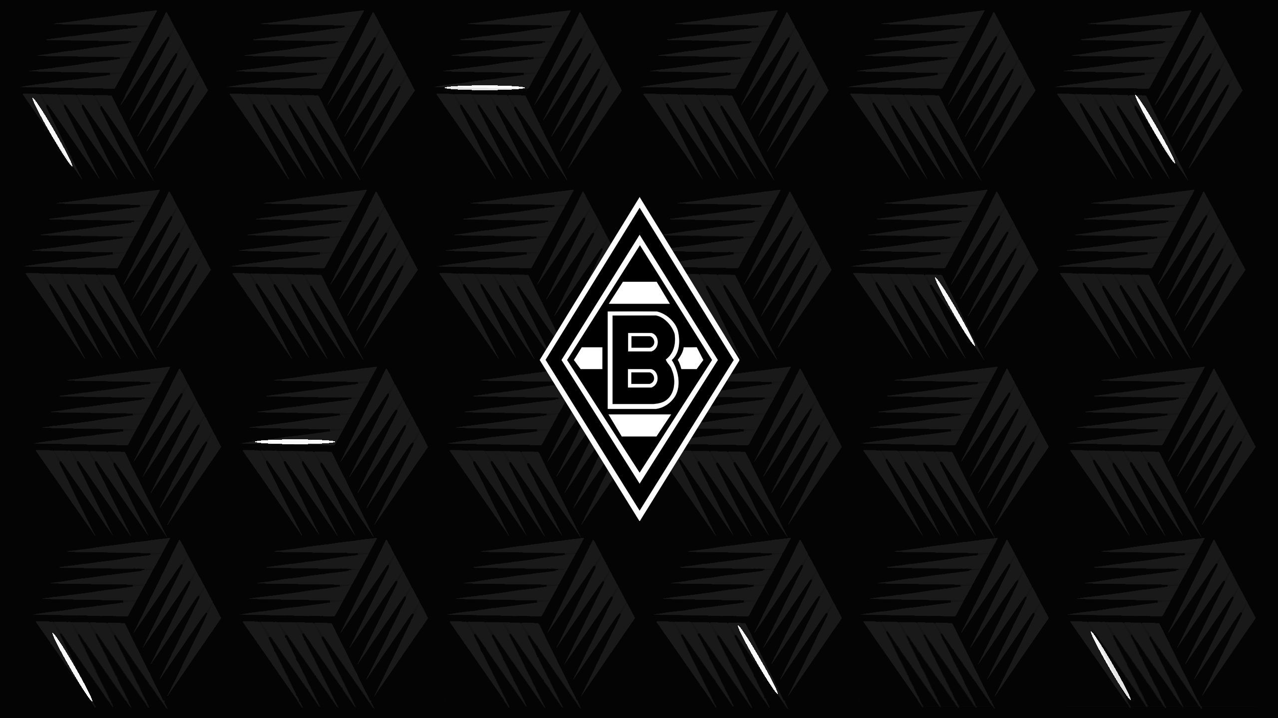 Borussia Mönchengladbach, Wappen, Würfelmuster, Schwarzer Hintergrund, 2K Wallpaper