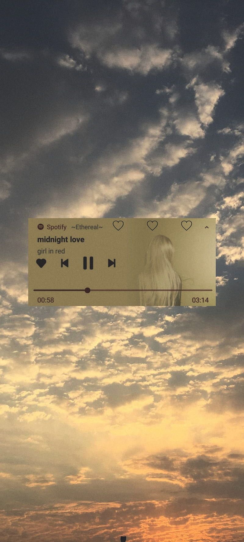 Musikplayer, Wolkenhimmel, Sonnenuntergang, Widget, Gold, Hintergrundbild fürs Handy