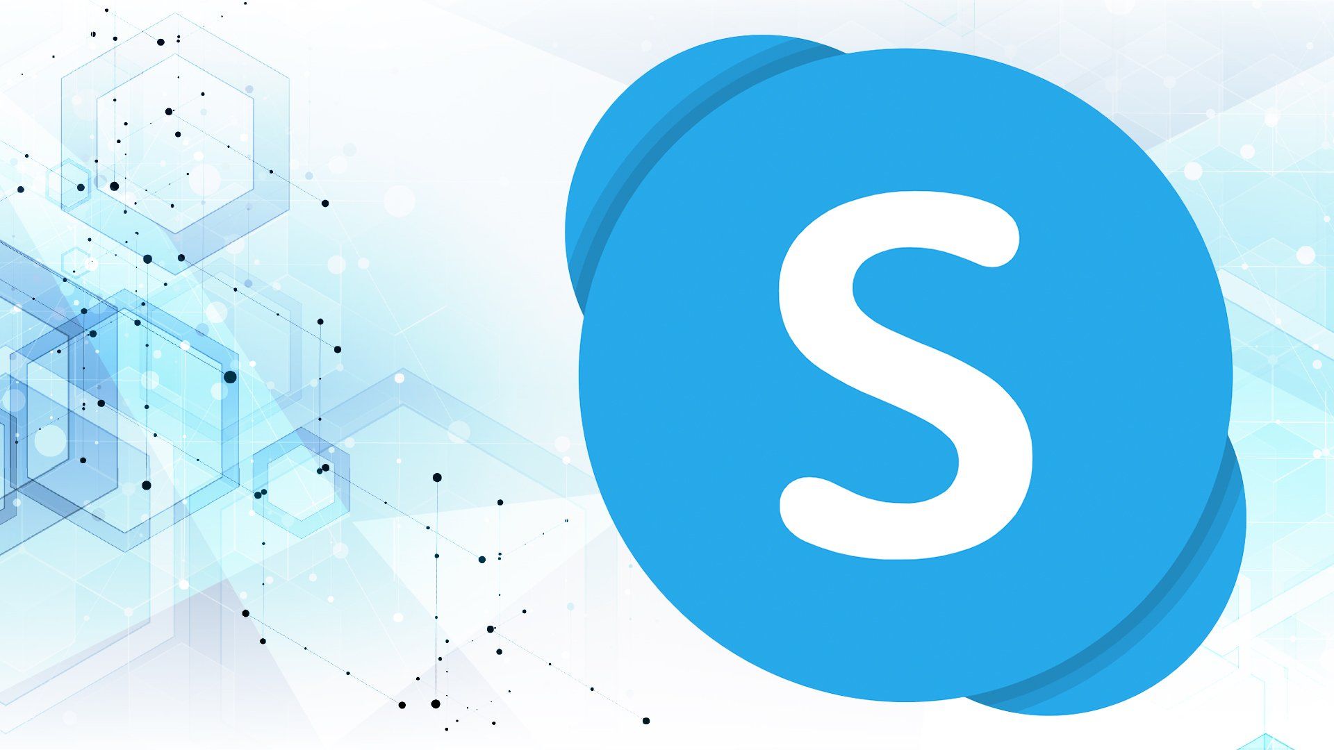 Skype, App-Symbol, Blau, Sechsecke, Technologie, 16:9, Full-HD-Hintergrundbild für den Desktop