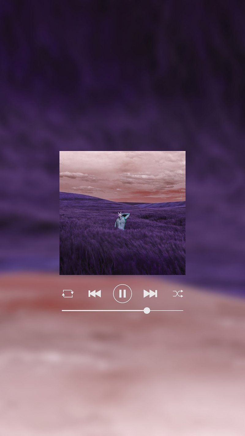Musikplayer, Lila, Wolken, Minimalismus, Verträumt, HD, Hintergrundbild fürs Handy