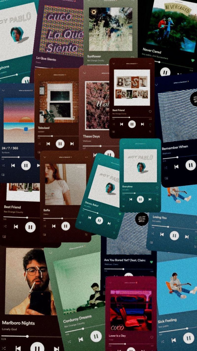 Albumcover, Collage, Musikplayer, Bunt, Hintergrundbild für iPhone und Android