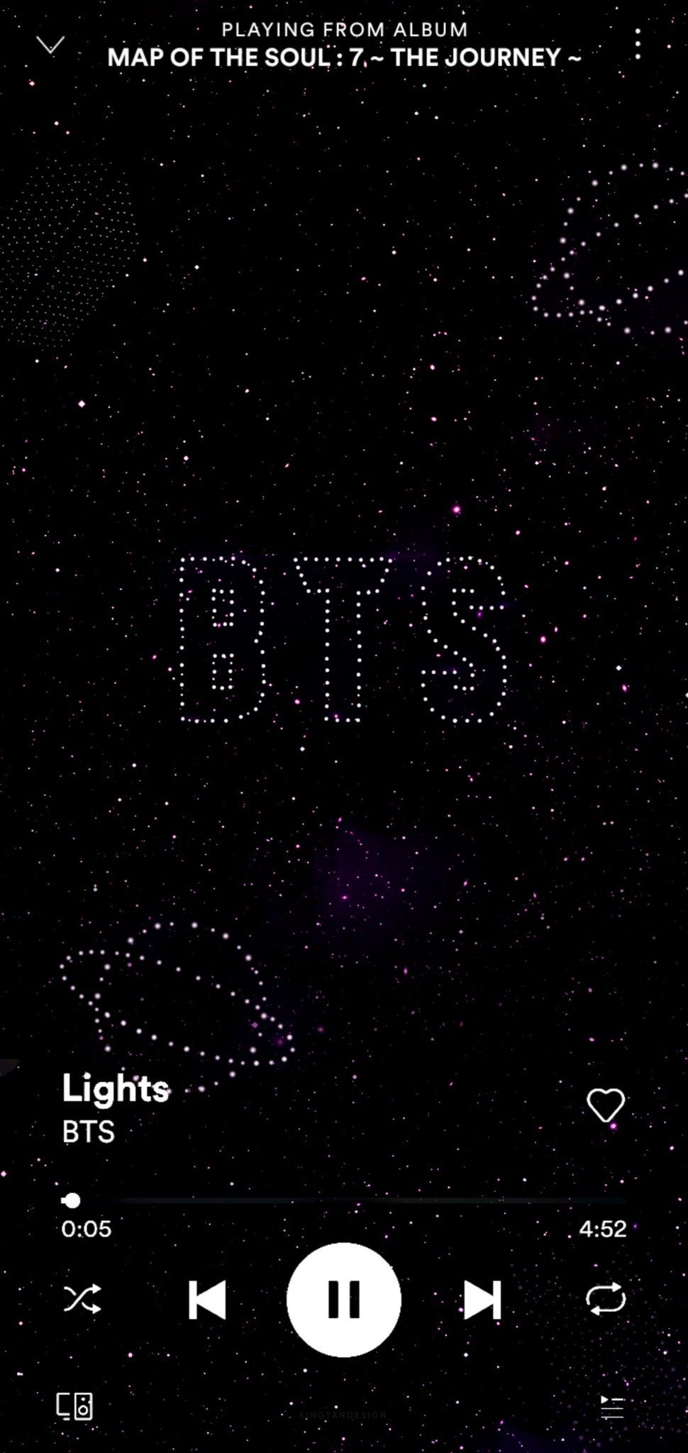 BTS, Lights, Map of the Soul: 7 – The Journey, Musikplayer, Sternenhimmel, Android-Hintergrundbild