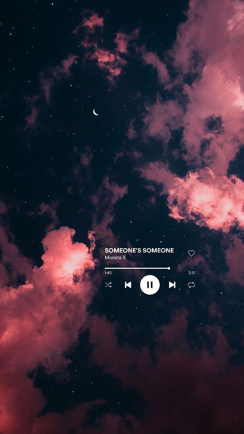 Musikplayer, Rote Wolken, Nachthimmel, Dramatisch, Hintergrundbild für iPhone und Android