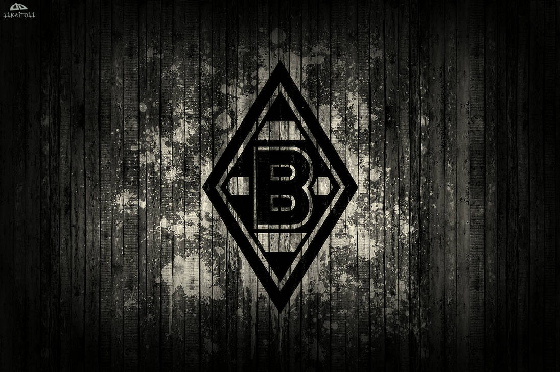 Borussia Mönchengladbach, Wappen, Holztextur, Dunkel, Hintergrundbild