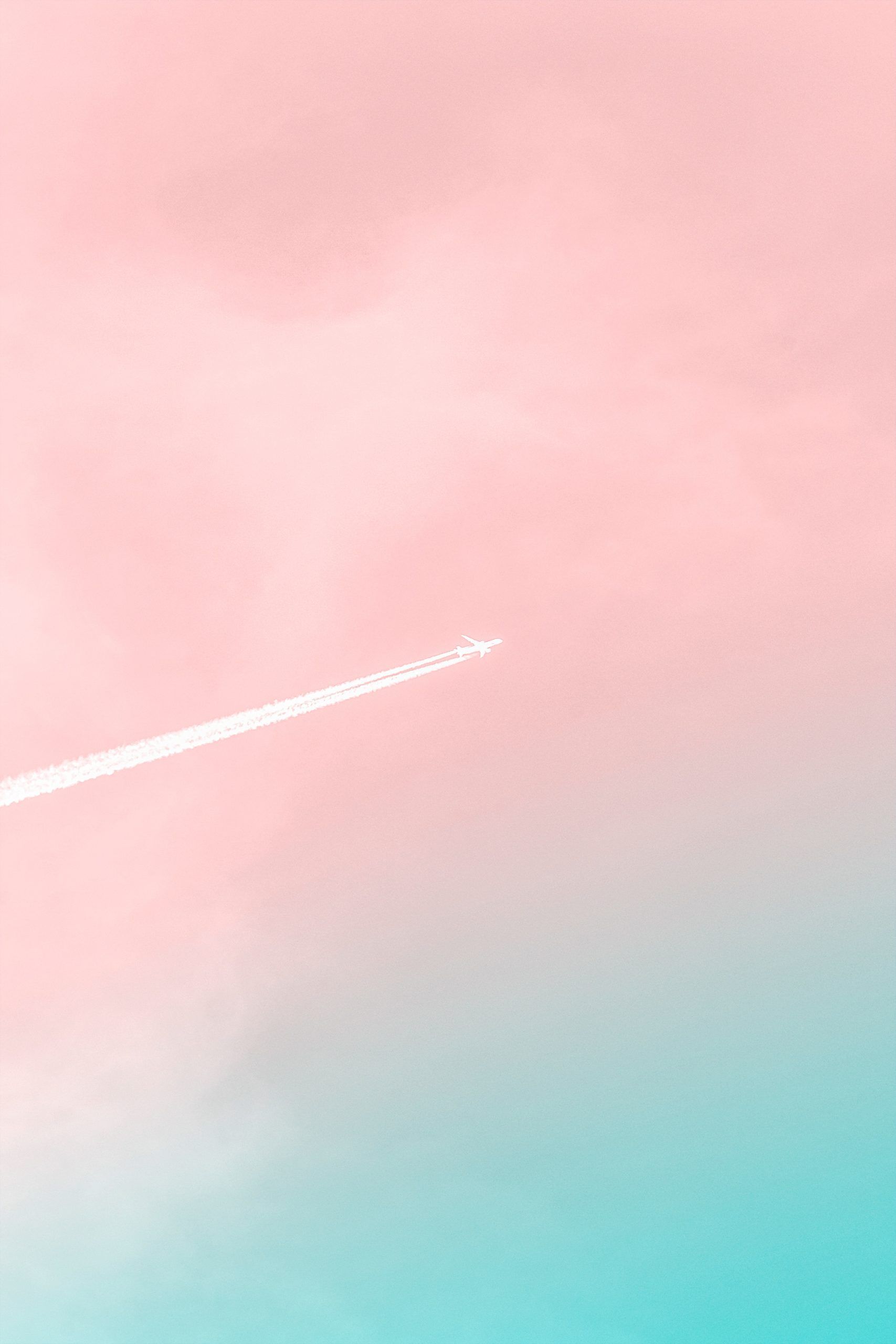 Wolken, Himmel, Rosa, Türkis, Kondensstreifen, QHD+, iPad-Hintergrundbild