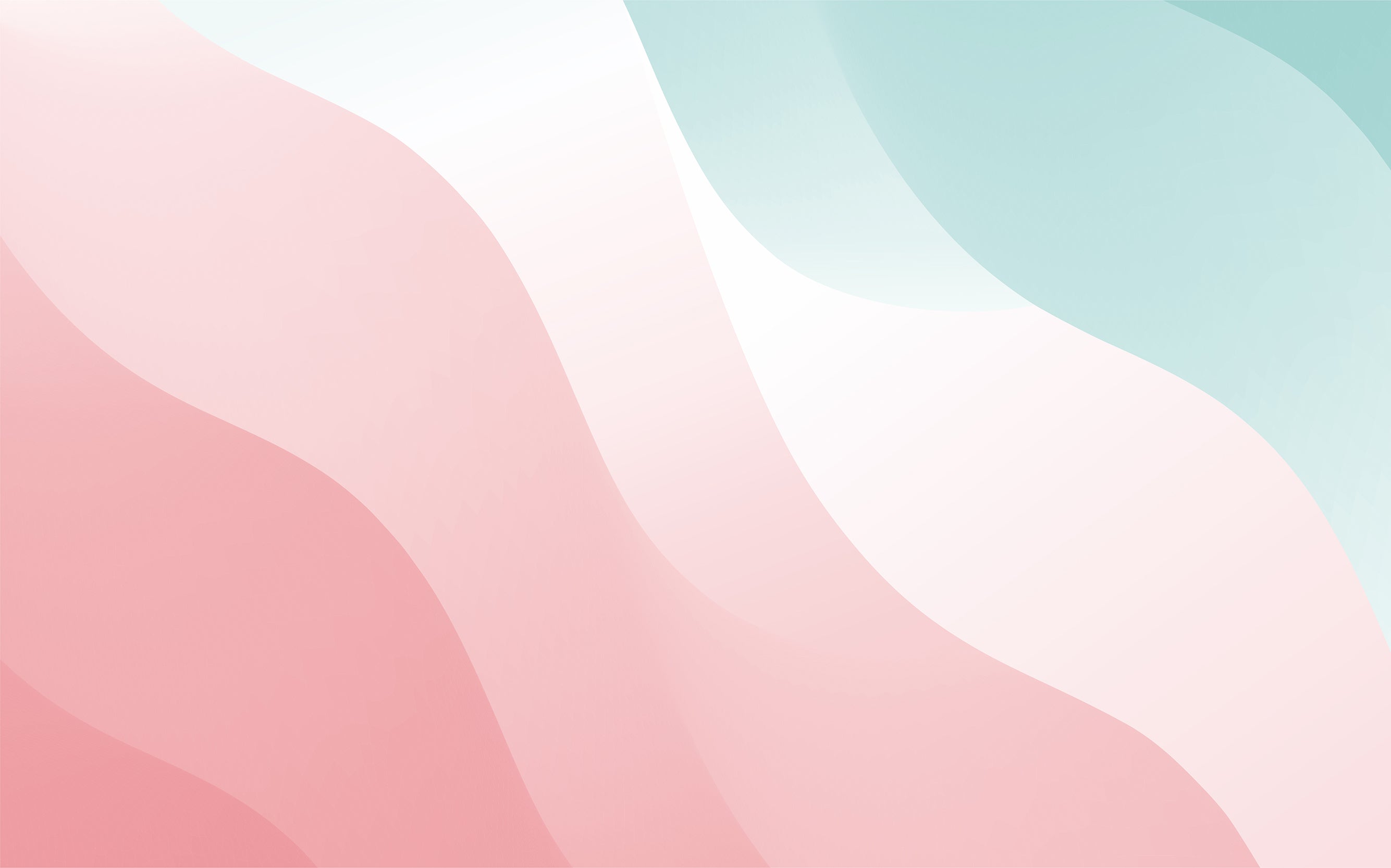 Wellen, Abstrakte Formen, Rosa, Mintgrün, Papierschnitt, 2K, Windows-Hintergrundbild