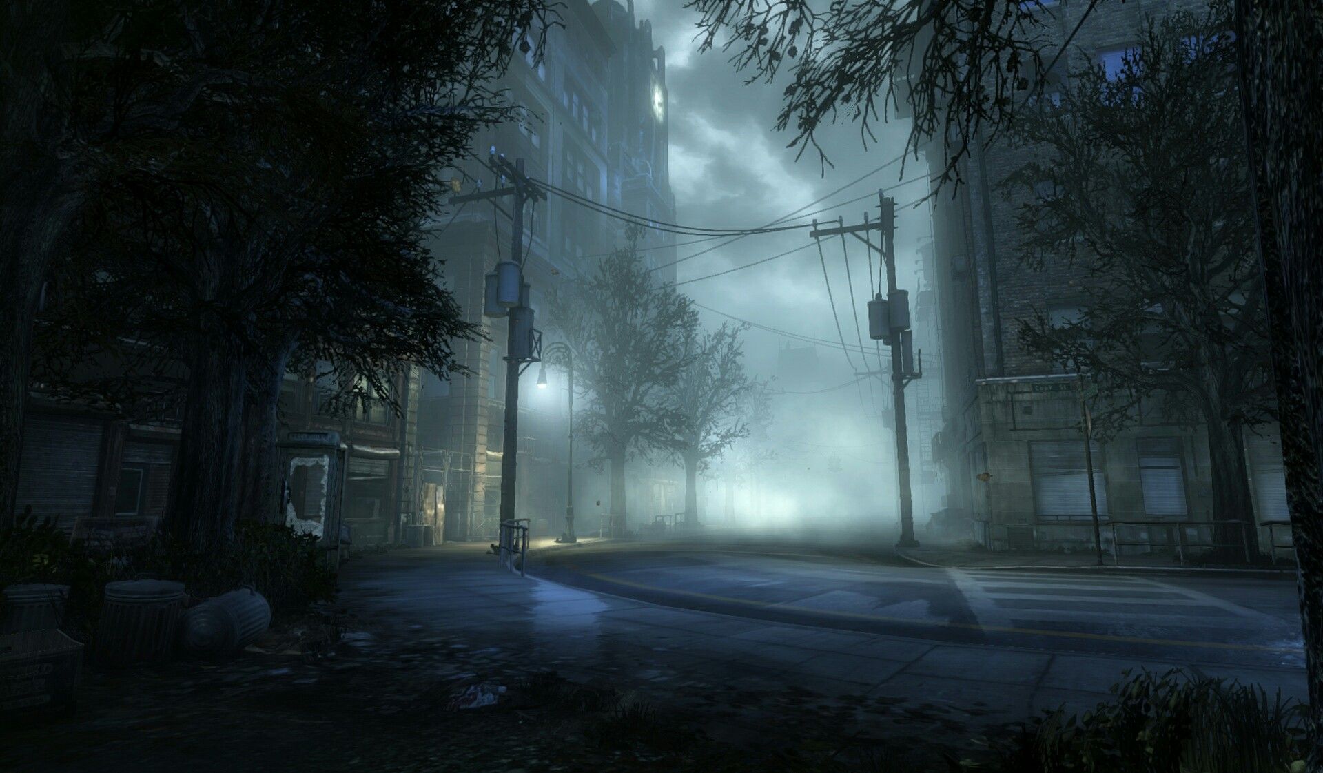Silent Hill, Stadtstraße, Nebel, Düster, Gebäude, Full HD, Desktop-Hintergrund für Windows