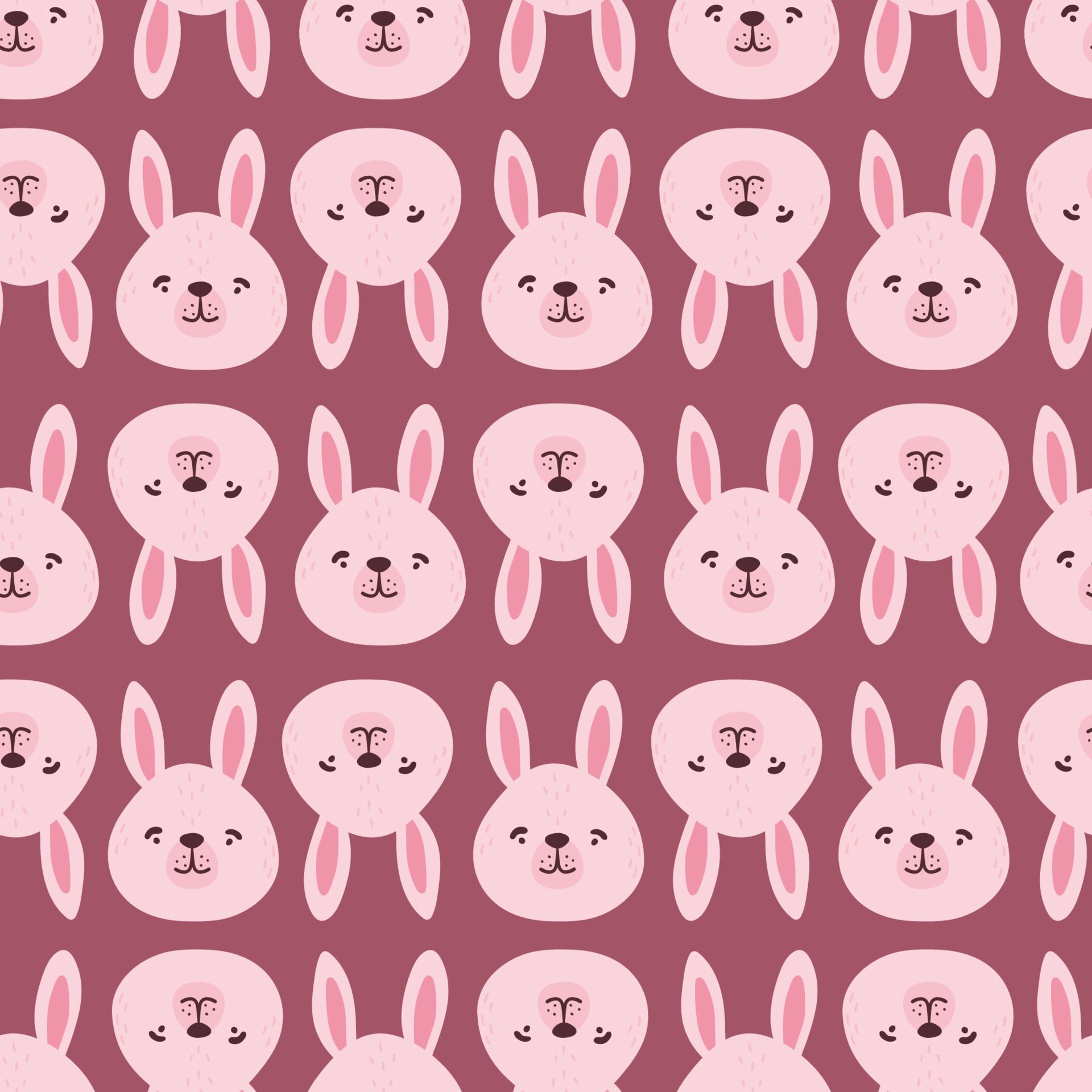 Hasenmuster, Rosa, Bordeaux, Kawaii, Full HD, iPad-Hintergrundbild