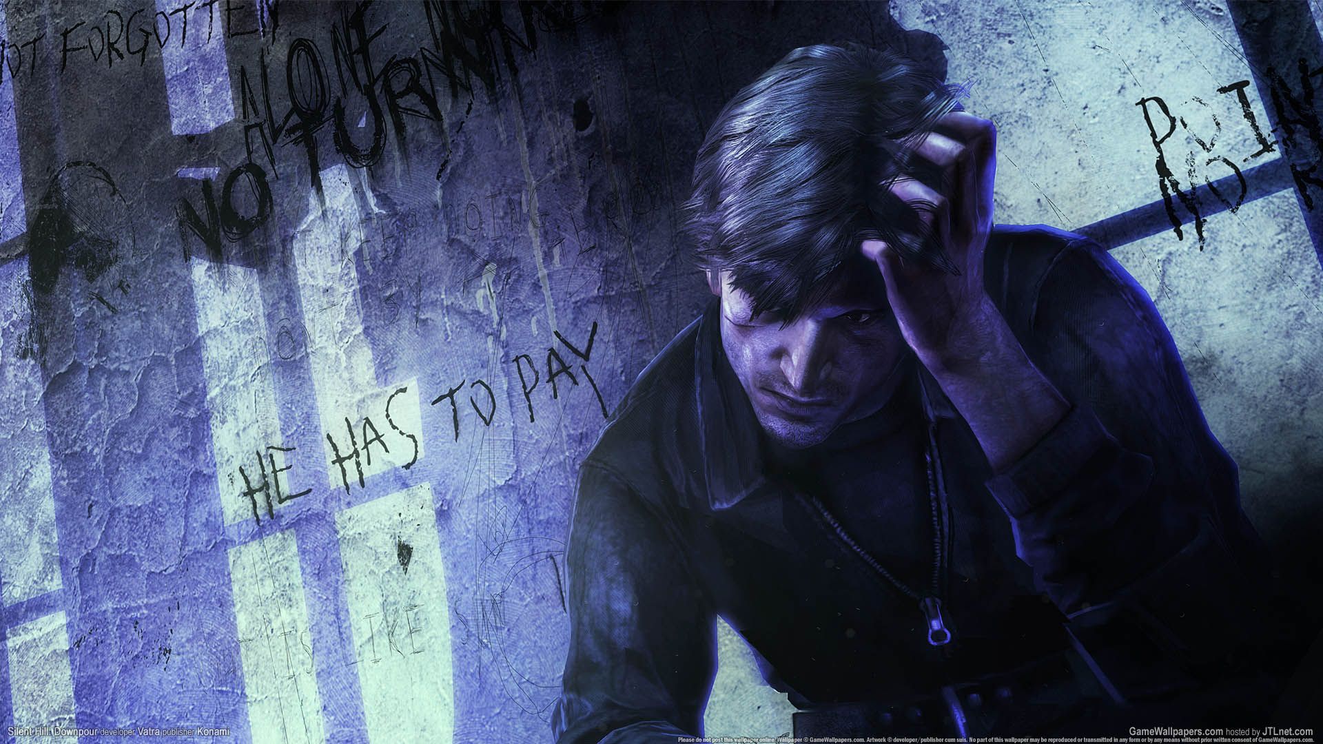 Murphy Pendleton, Silent Hill: Downpour, Wandschrift, Verzweiflung, Blau, Full-HD-Hintergrundbild für PC